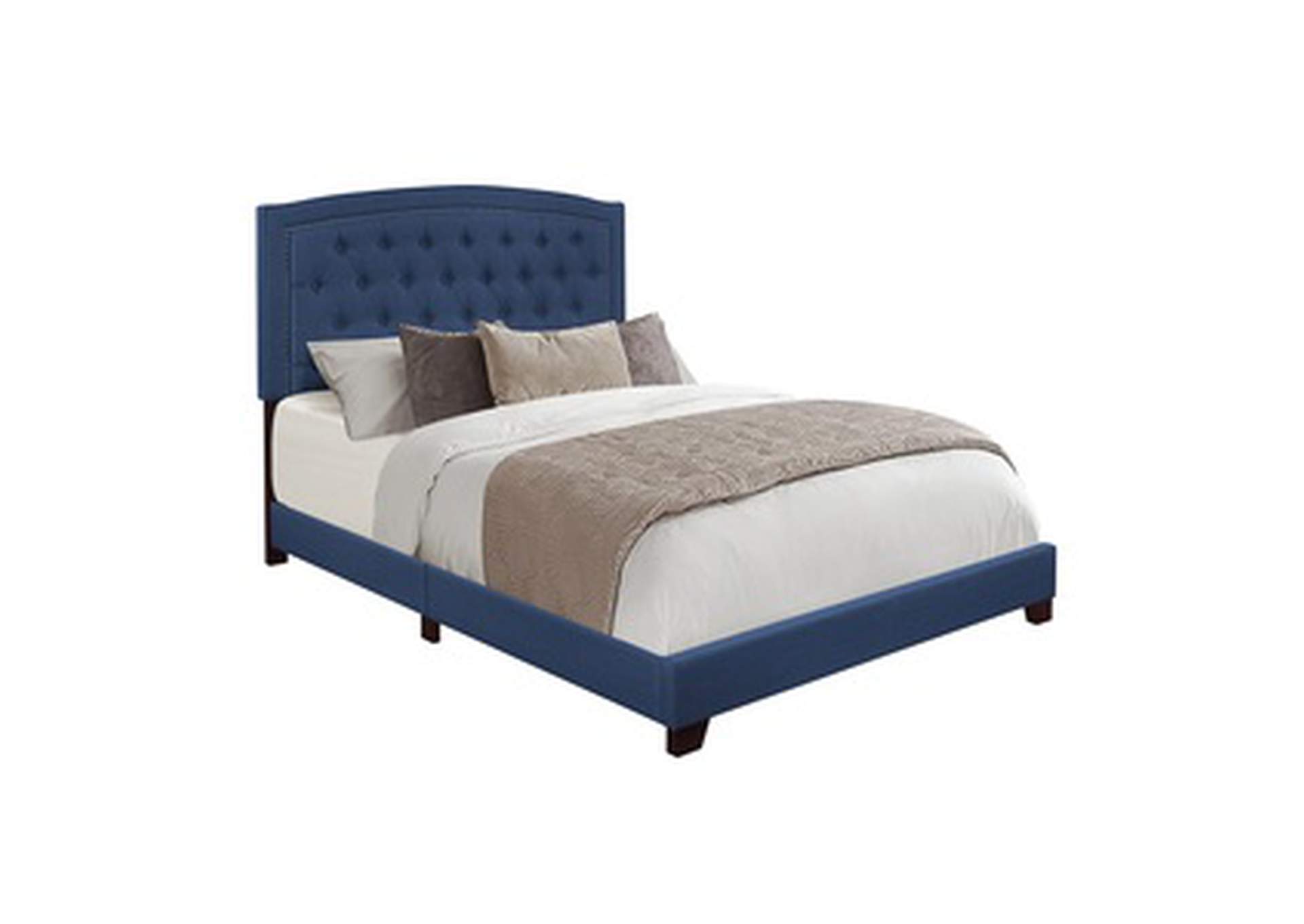 Blue Fabric Queen Bed W/Blue Fabric,Homelegance