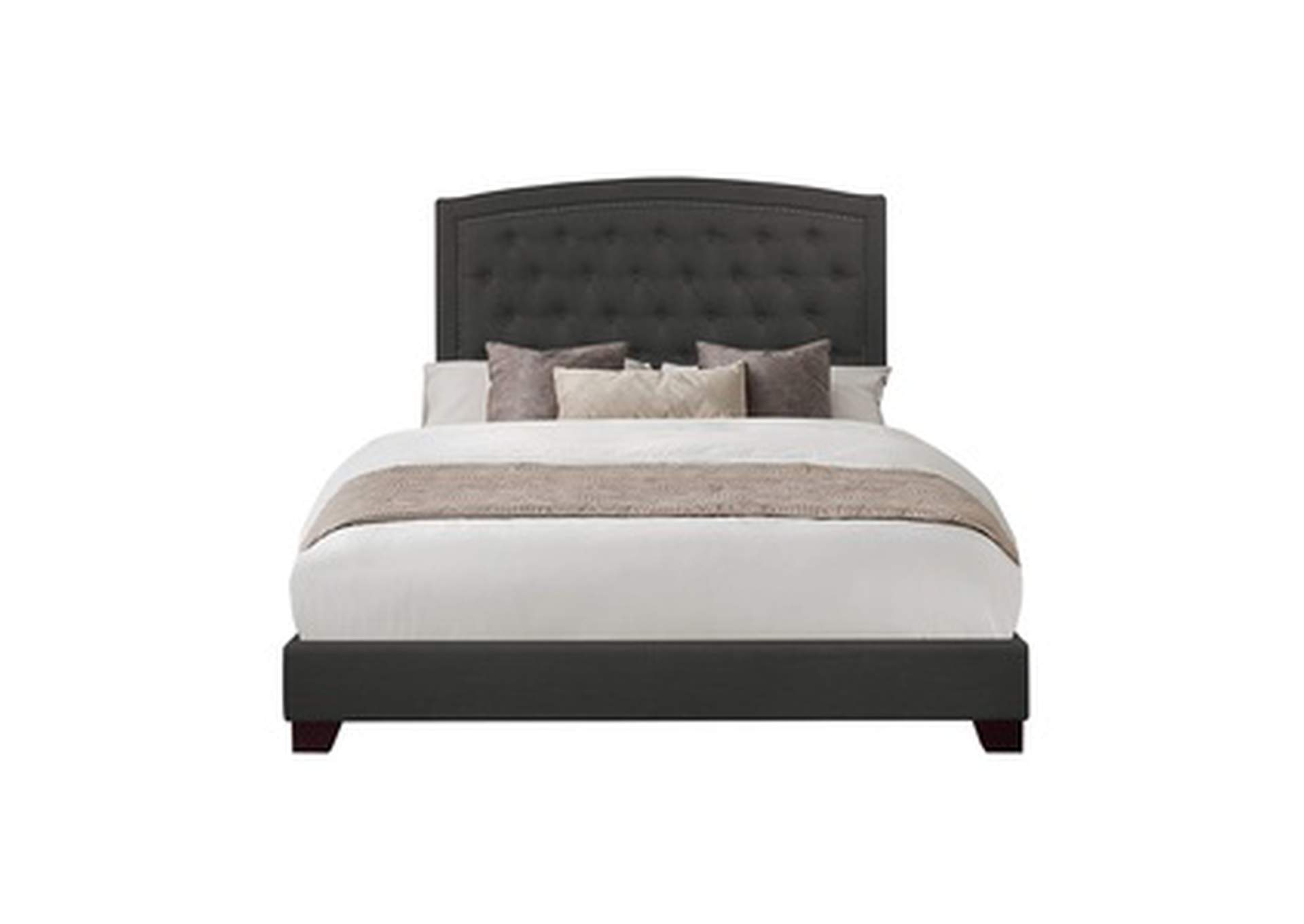 Dark Grey Fabric Queen Bed W/Dark Grey Fabric,Homelegance