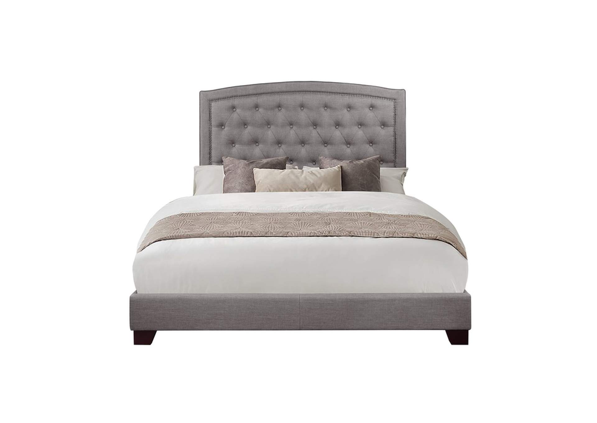 Grey Fabric Queen Bed W/Grey Fabric,Homelegance