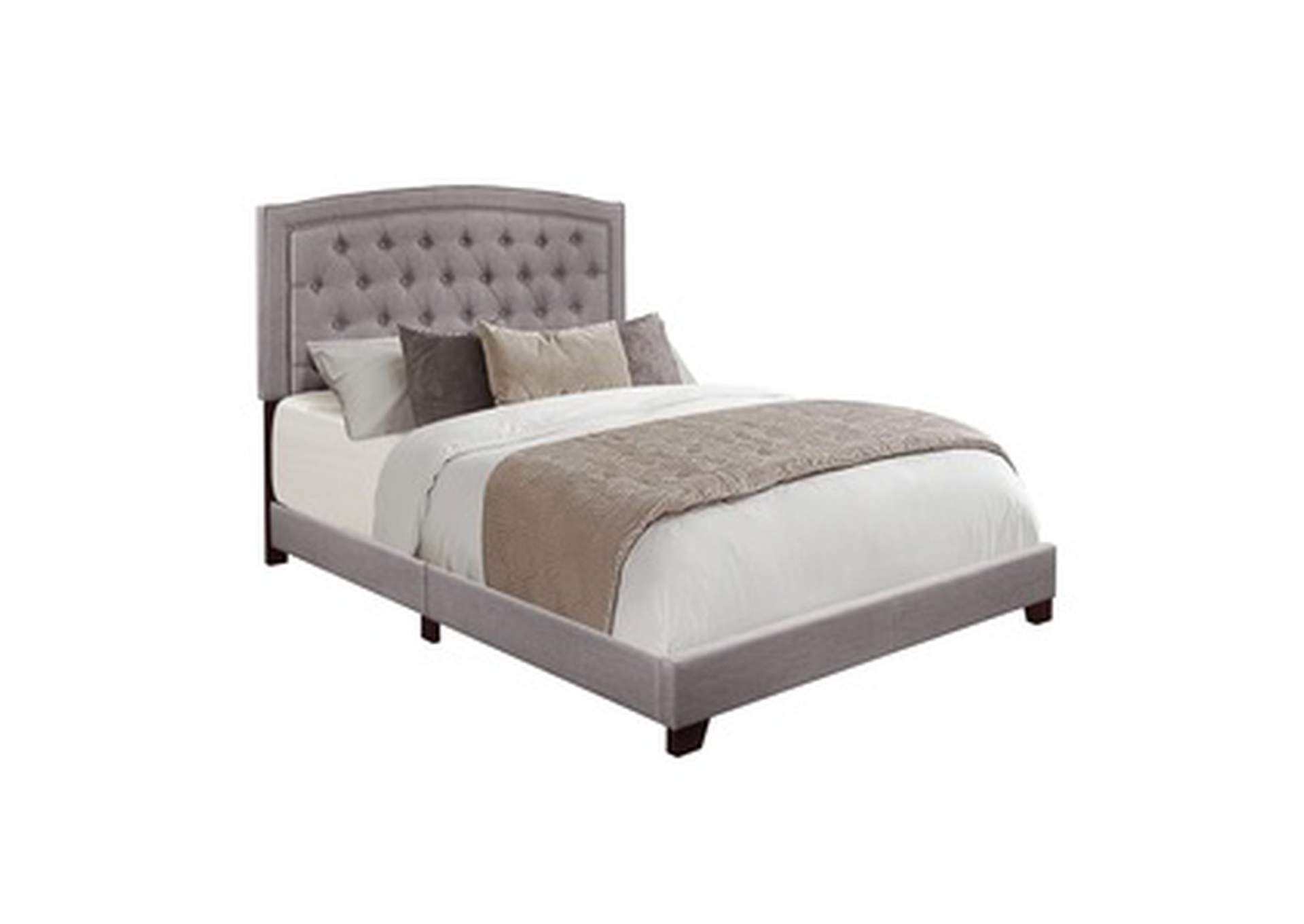 Grey Fabric Queen Bed W/Grey Fabric,Homelegance