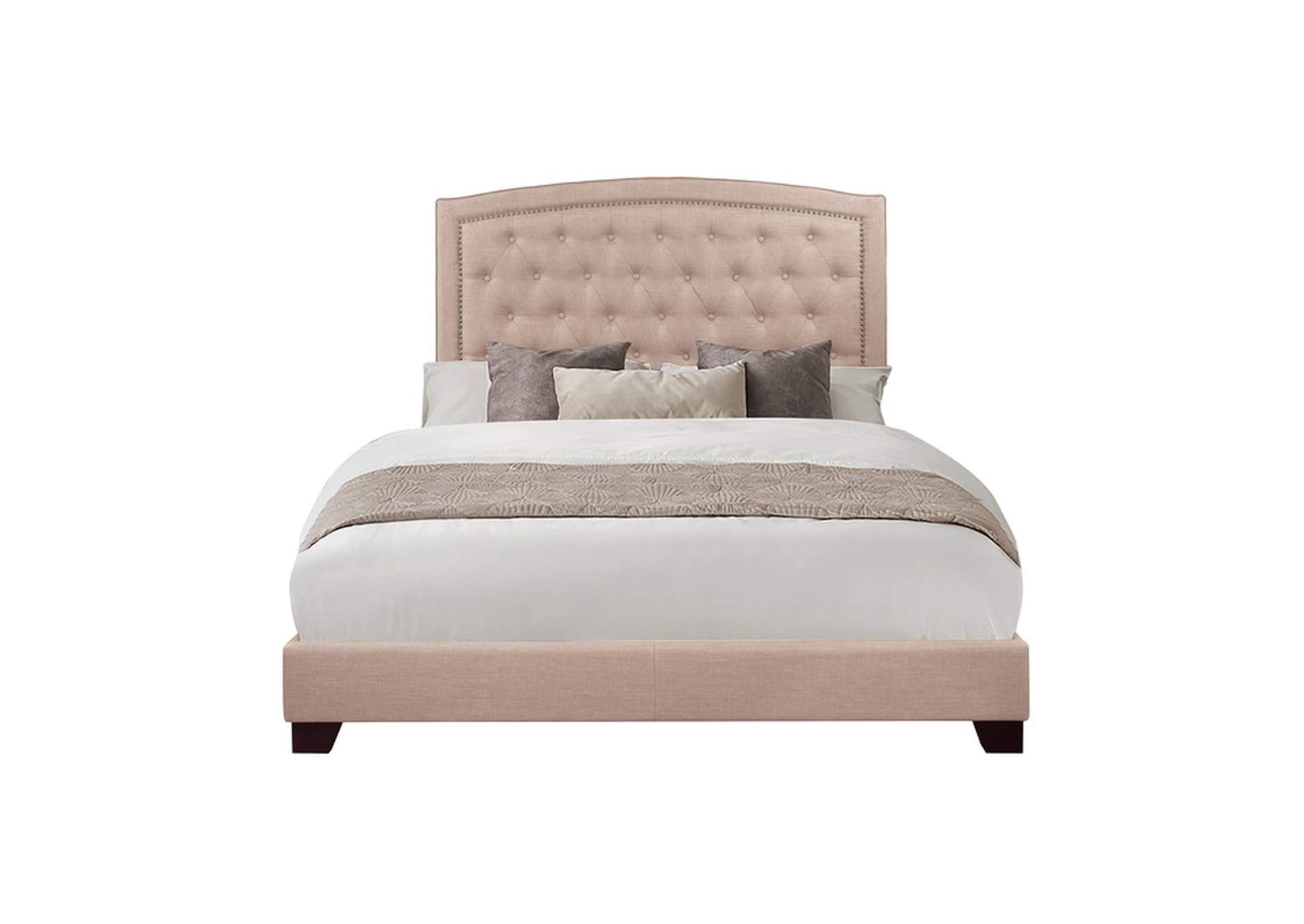Beige Fabric King Bed W/Beige Fabric,Homelegance
