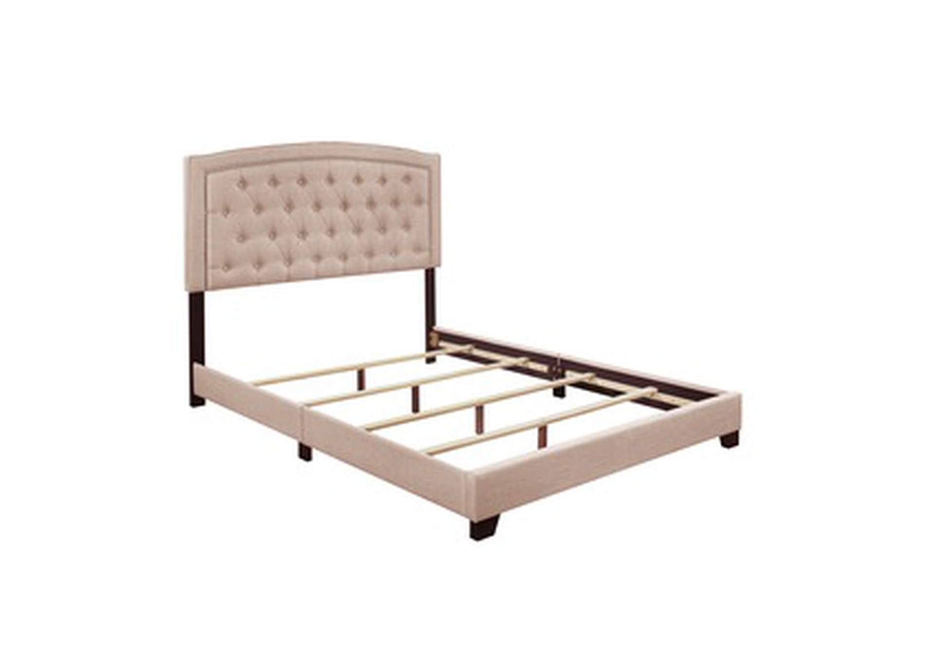 Beige Fabric King Bed W/Beige Fabric,Homelegance