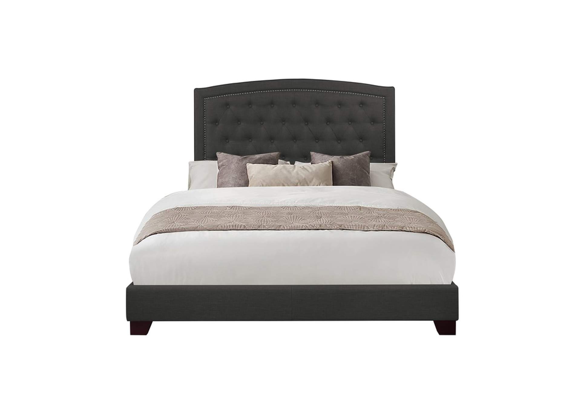 Dark Grey Fabric King Bed W/Dark Grey Fabric,Homelegance