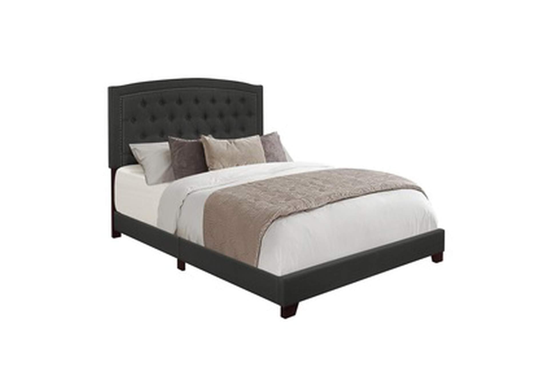 Dark Grey Fabric King Bed W/Dark Grey Fabric,Homelegance
