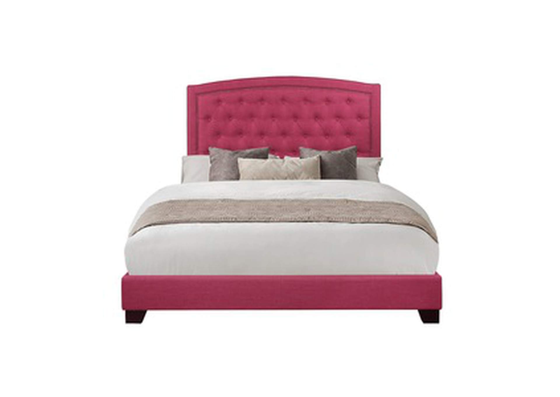 Pink Fabric King Bed W/Pink Fabric,Homelegance