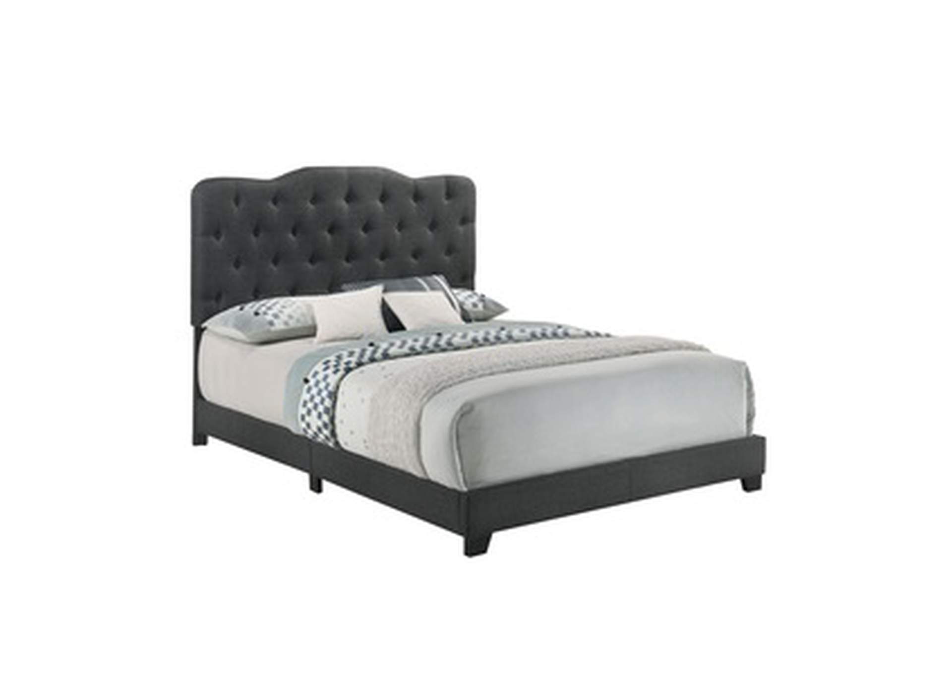 Dark Grey Fabric Queen Bed W/Dark Grey Fabric,Homelegance