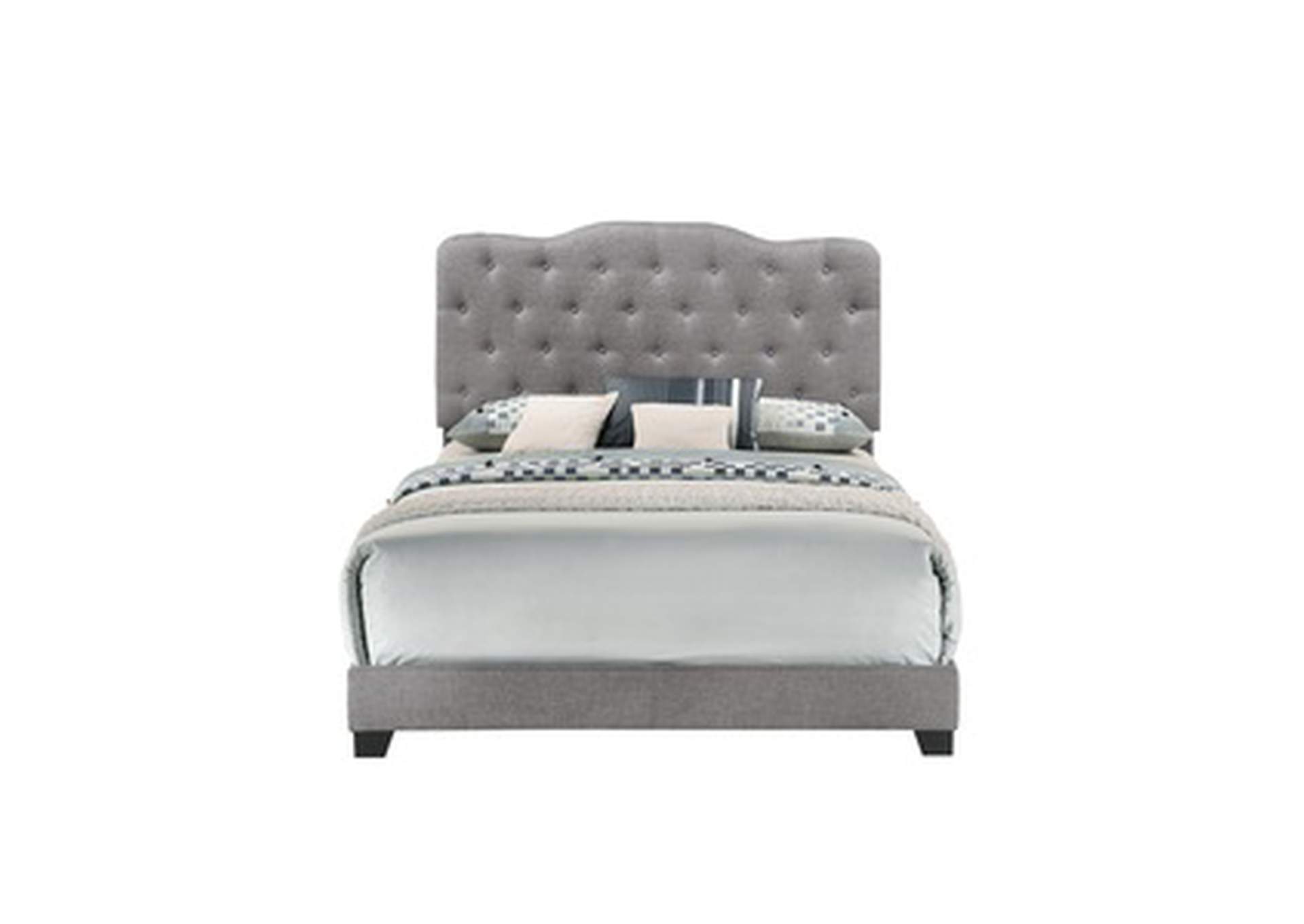 Grey Fabric Queen Bed W/Grey Fabric,Homelegance