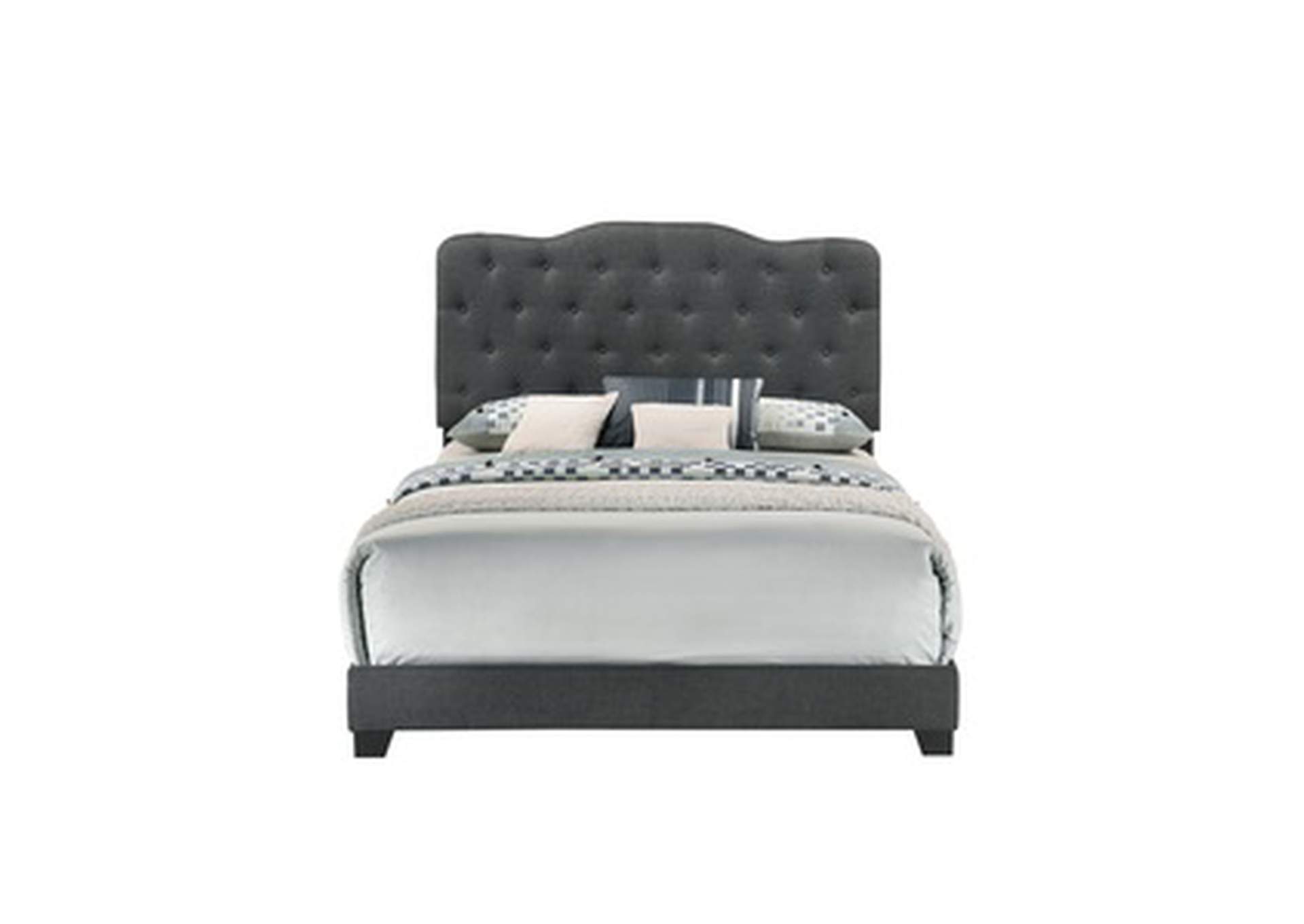 Dark Grey Fabric King Bed W/Dark Grey Fabric,Homelegance