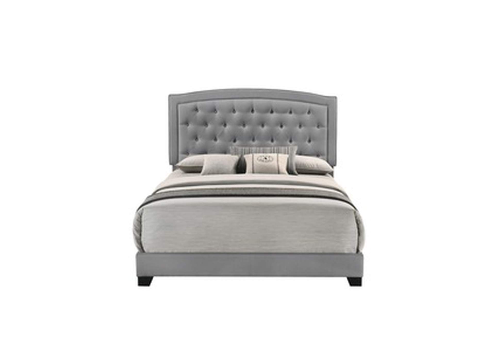 Grey Fabric King Bed W/Grey Fabric,Homelegance