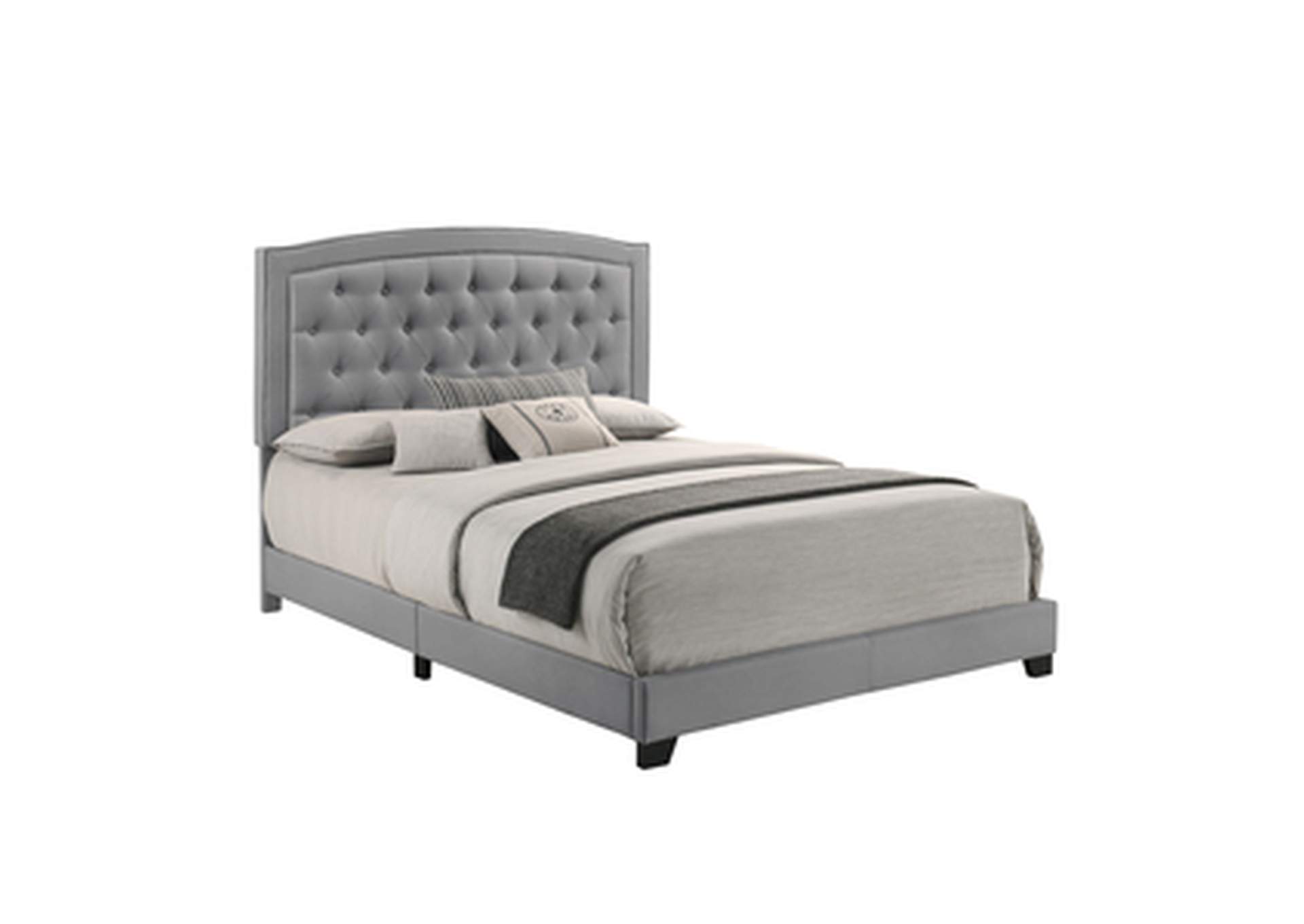 Grey Fabric King Bed W/Grey Fabric,Homelegance