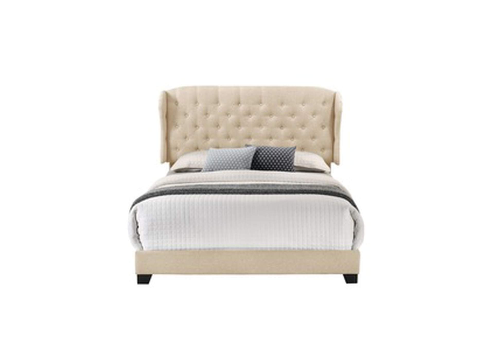 Beige Fabric Queen Bed W/Beige Fabric,Homelegance