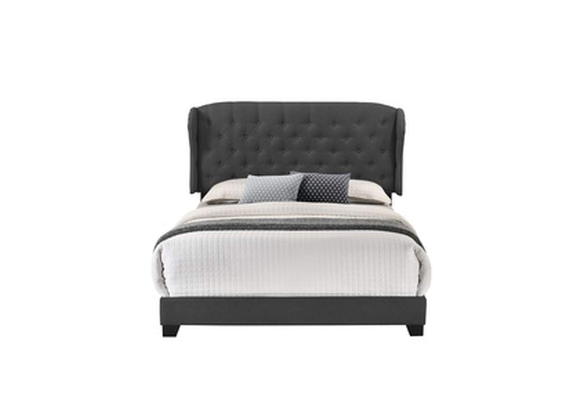 Dark Grey Fabric Queen Bed W/Dark Grey Fabric,Homelegance