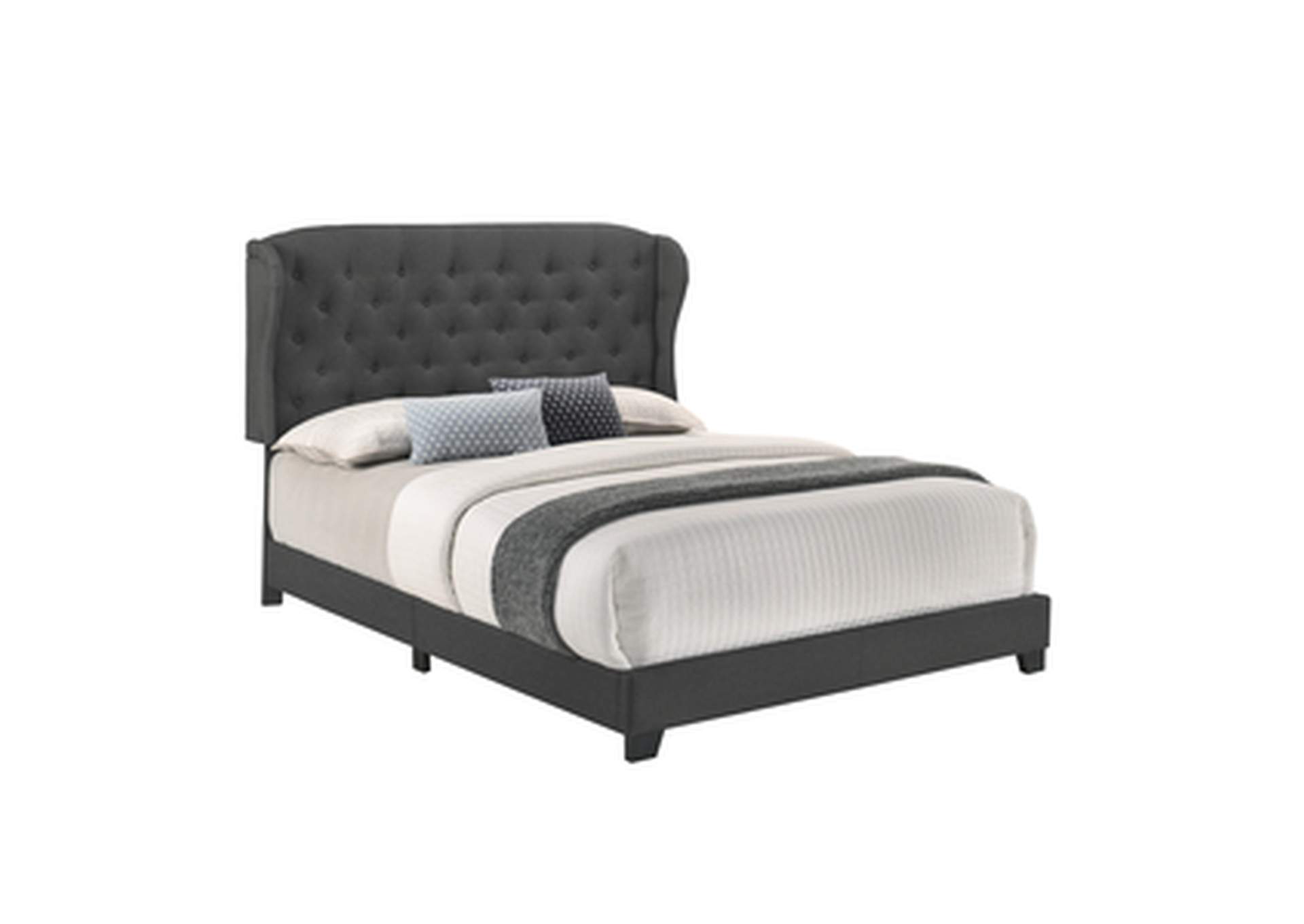 Dark Grey Fabric Queen Bed W/Dark Grey Fabric,Homelegance