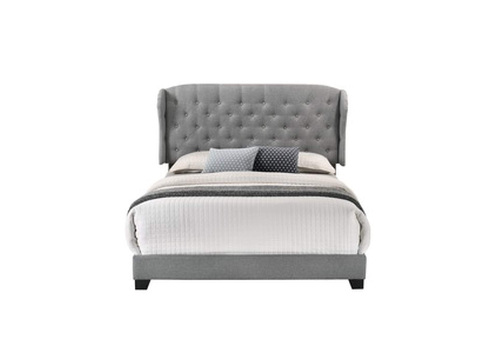 Grey Fabric Queen Bed W/Grey Fabric,Homelegance