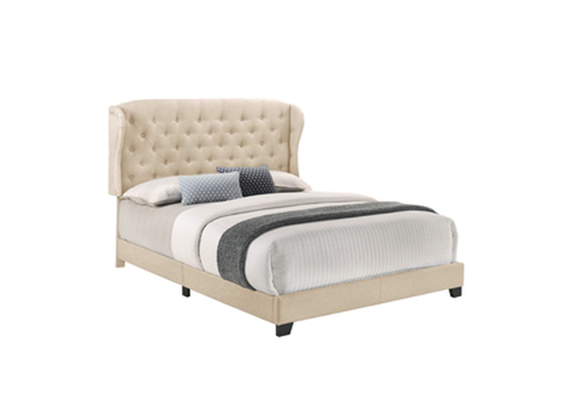 Beige Fabric King Bed W/Beige Fabric,Homelegance