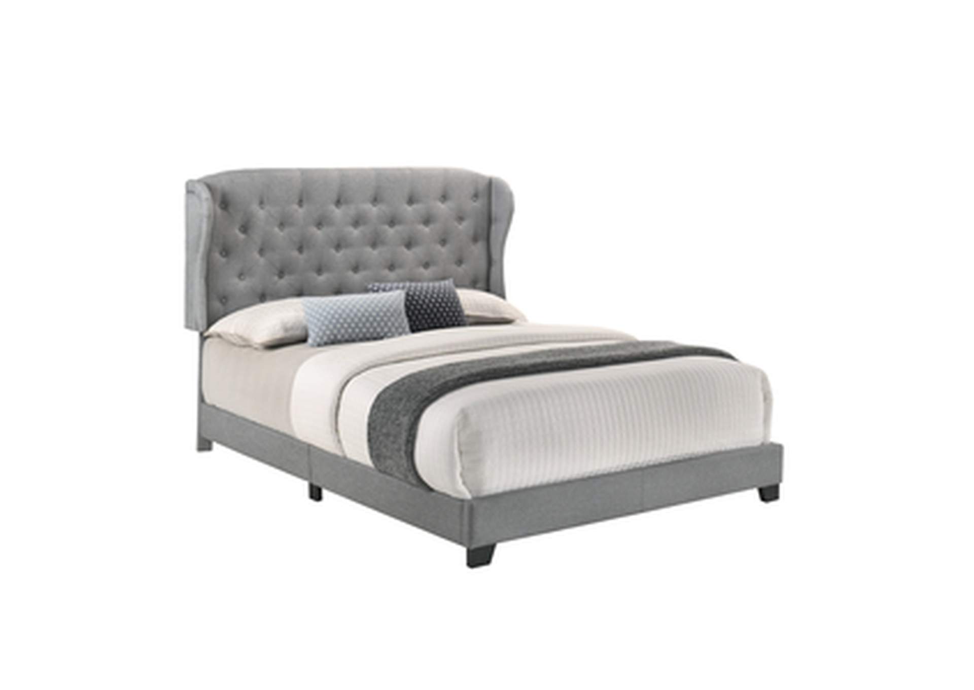 Grey Fabric King Bed W/Grey Fabric,Homelegance