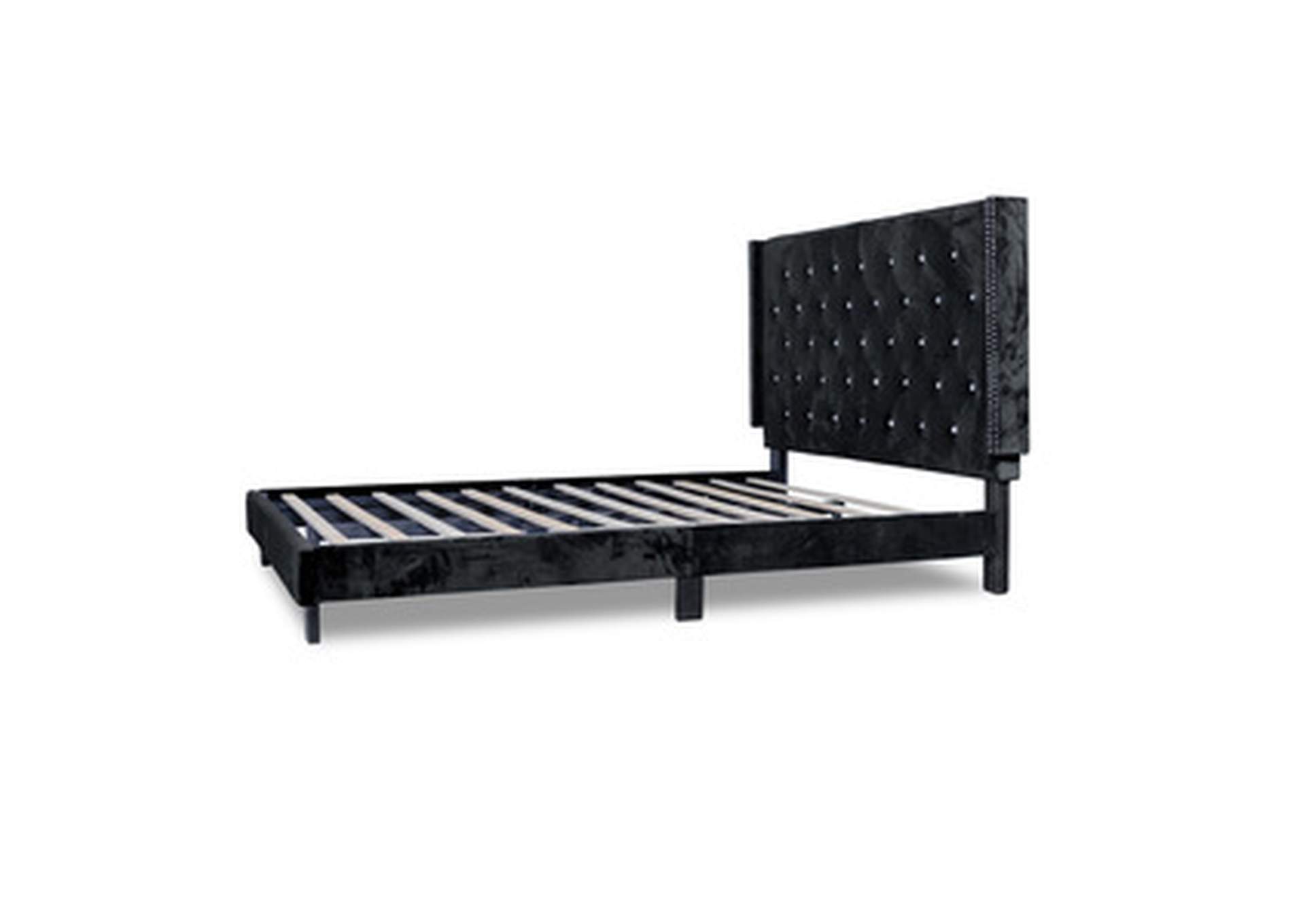 Black King Platform Bed With Black Velvet,Homelegance