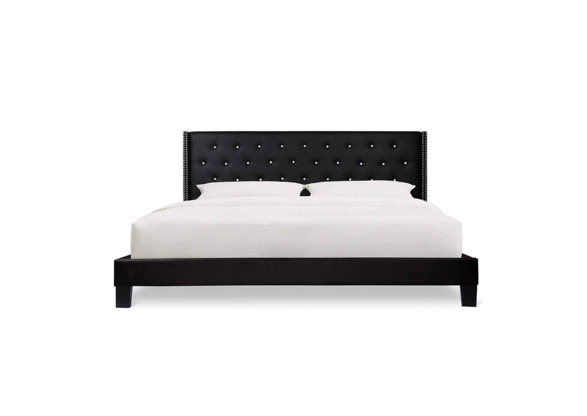 blue King Pu Leather Platform Bed, Blk,Homelegance