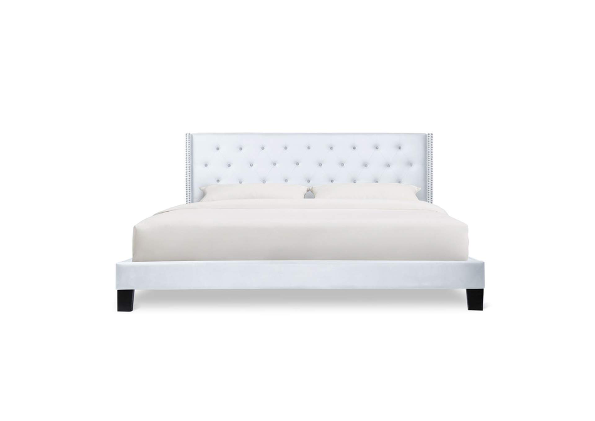 white King Pu Leather Platform Bed, Wht,Homelegance