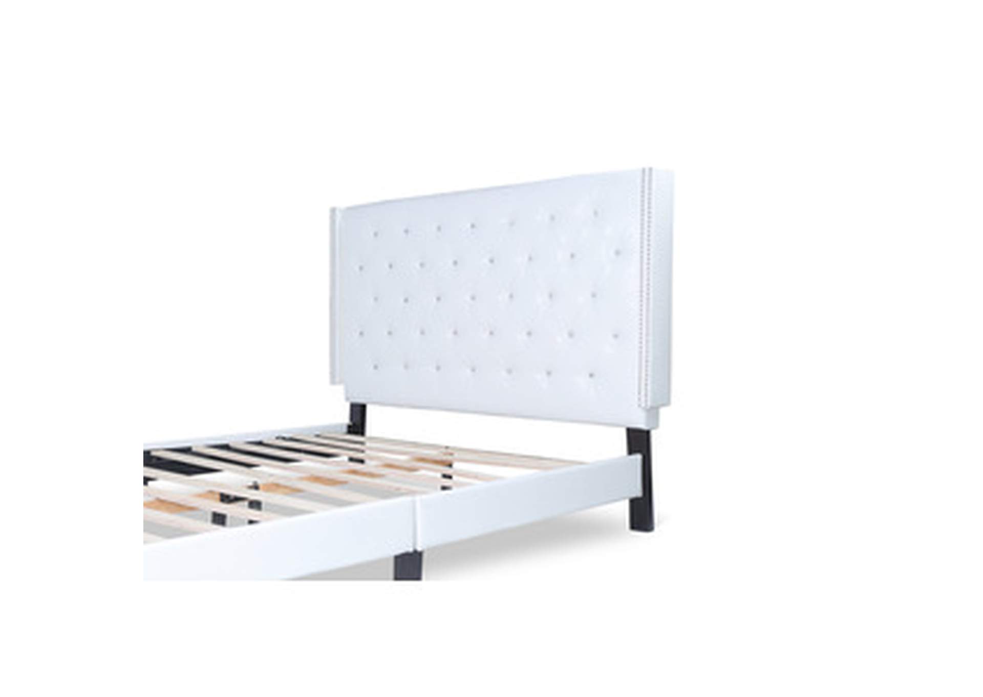 white Queen Pu Leather Platform Bed, White,Homelegance