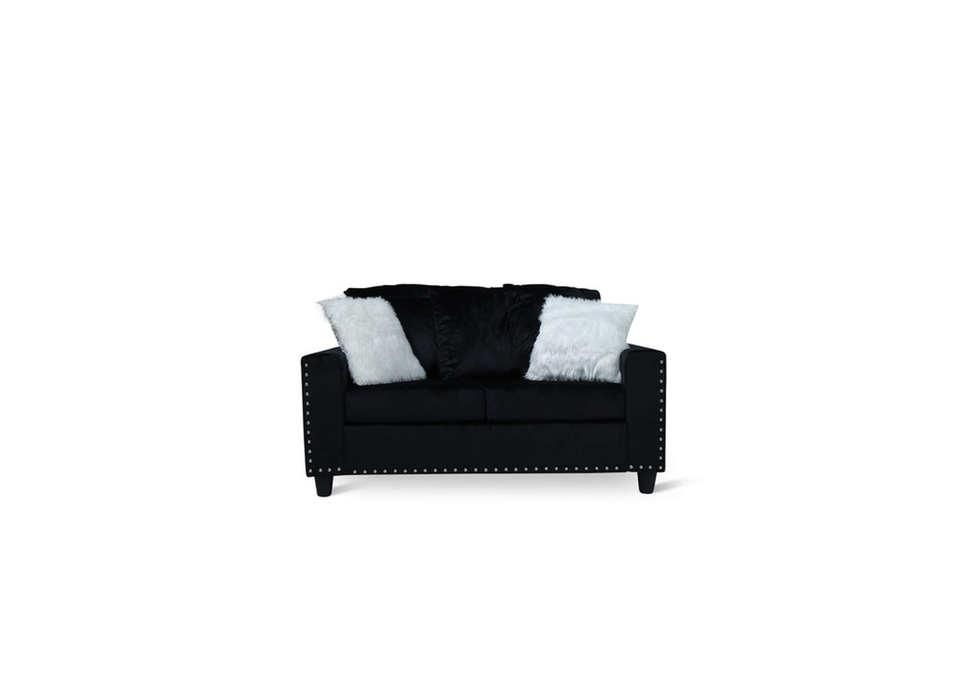 black velvet Love Seat W/Black Velvet W/2 Pillow,Homelegance