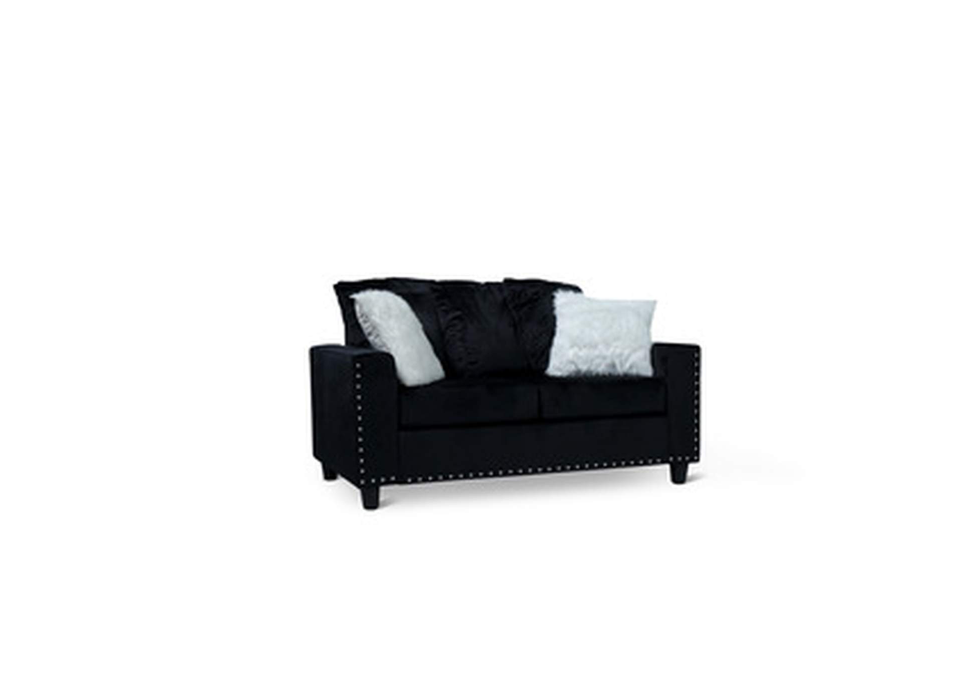 black velvet Love Seat W/Black Velvet W/2 Pillow,Homelegance