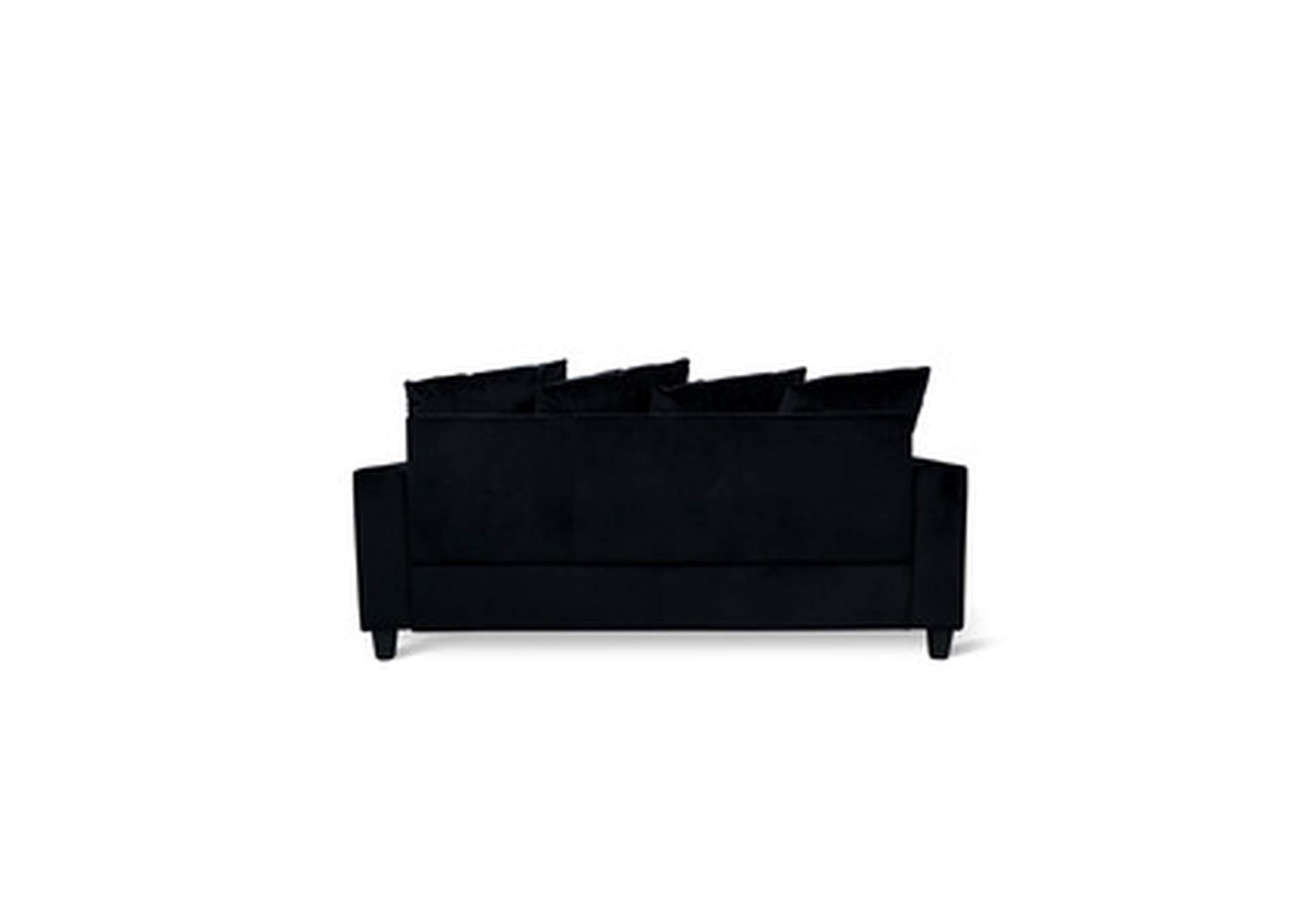 black velvet Sofa W/Black Velvet W/2 Pillow,Homelegance