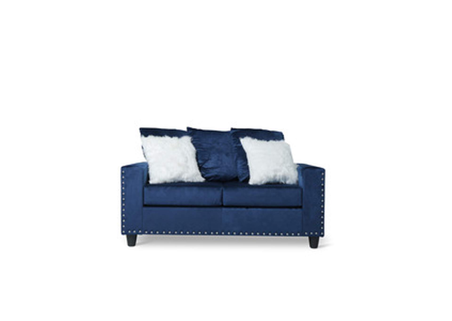 Love Seat W/Blue Velvet W/2 Pillow,Homelegance