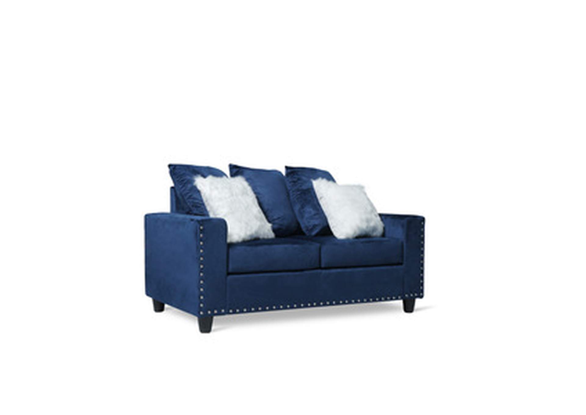 Love Seat W/Blue Velvet W/2 Pillow,Homelegance