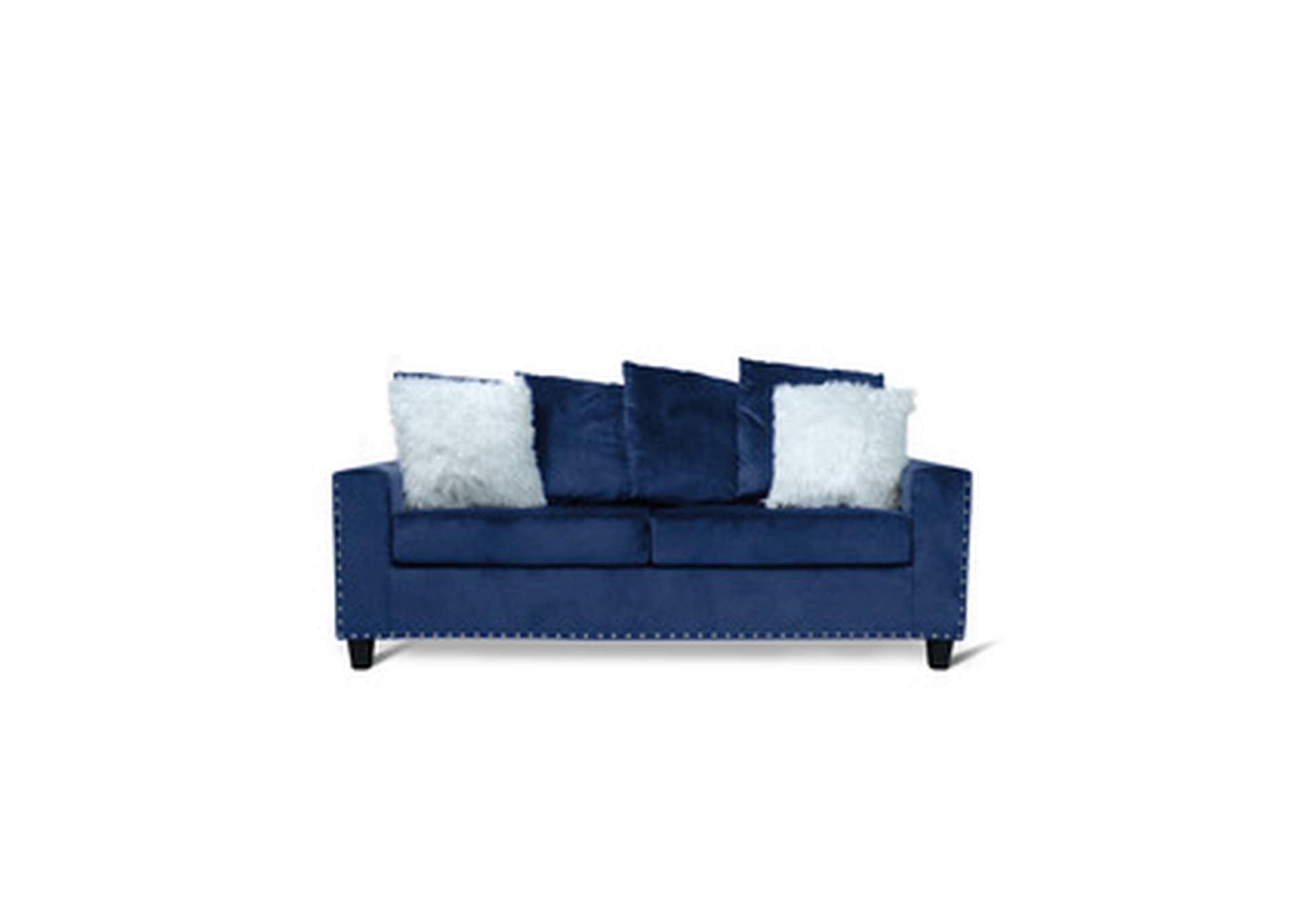 blue velvet Sofa W/Blue Velvet W/2 Pillow,Homelegance