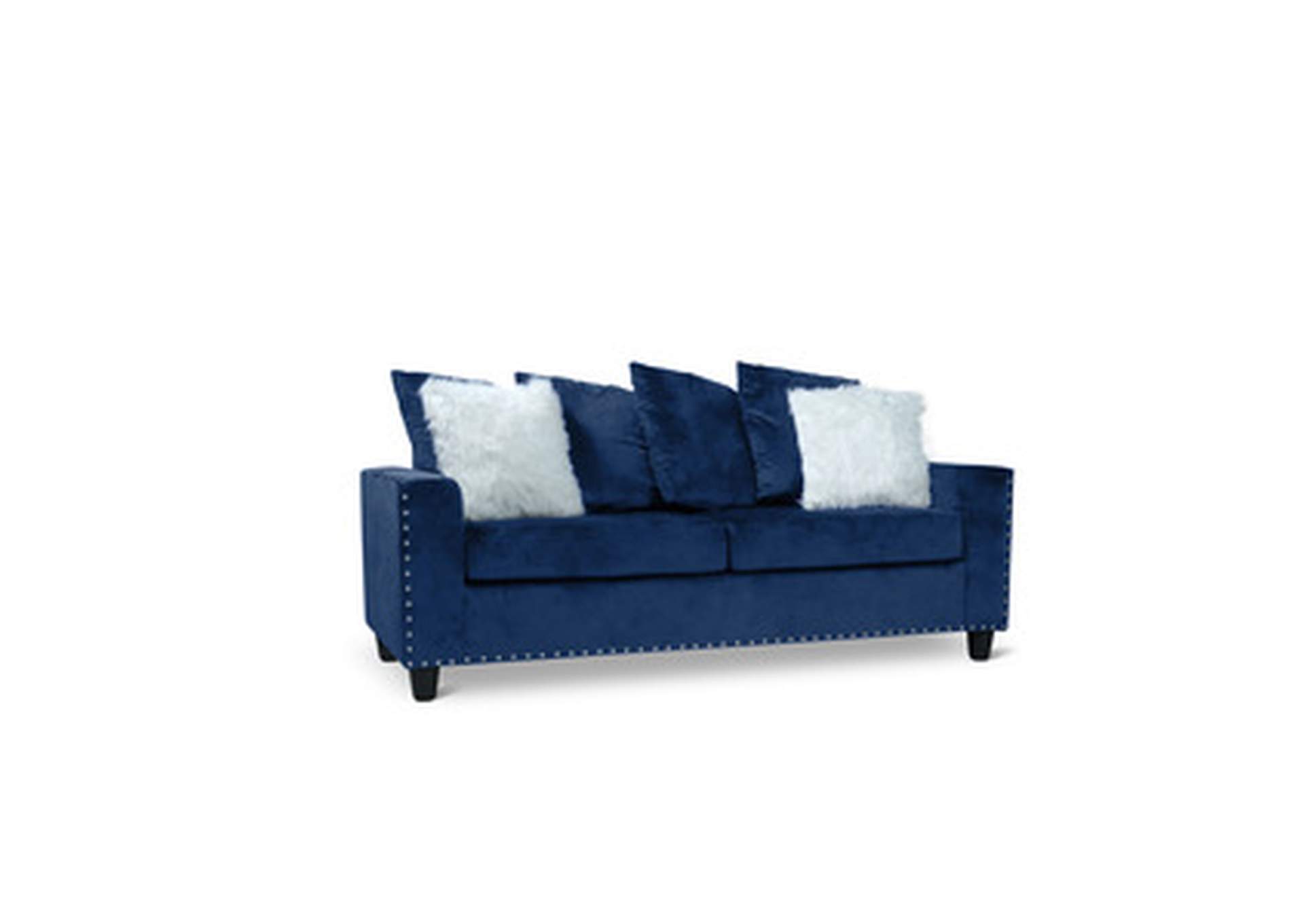 blue velvet Sofa W/Blue Velvet W/2 Pillow,Homelegance