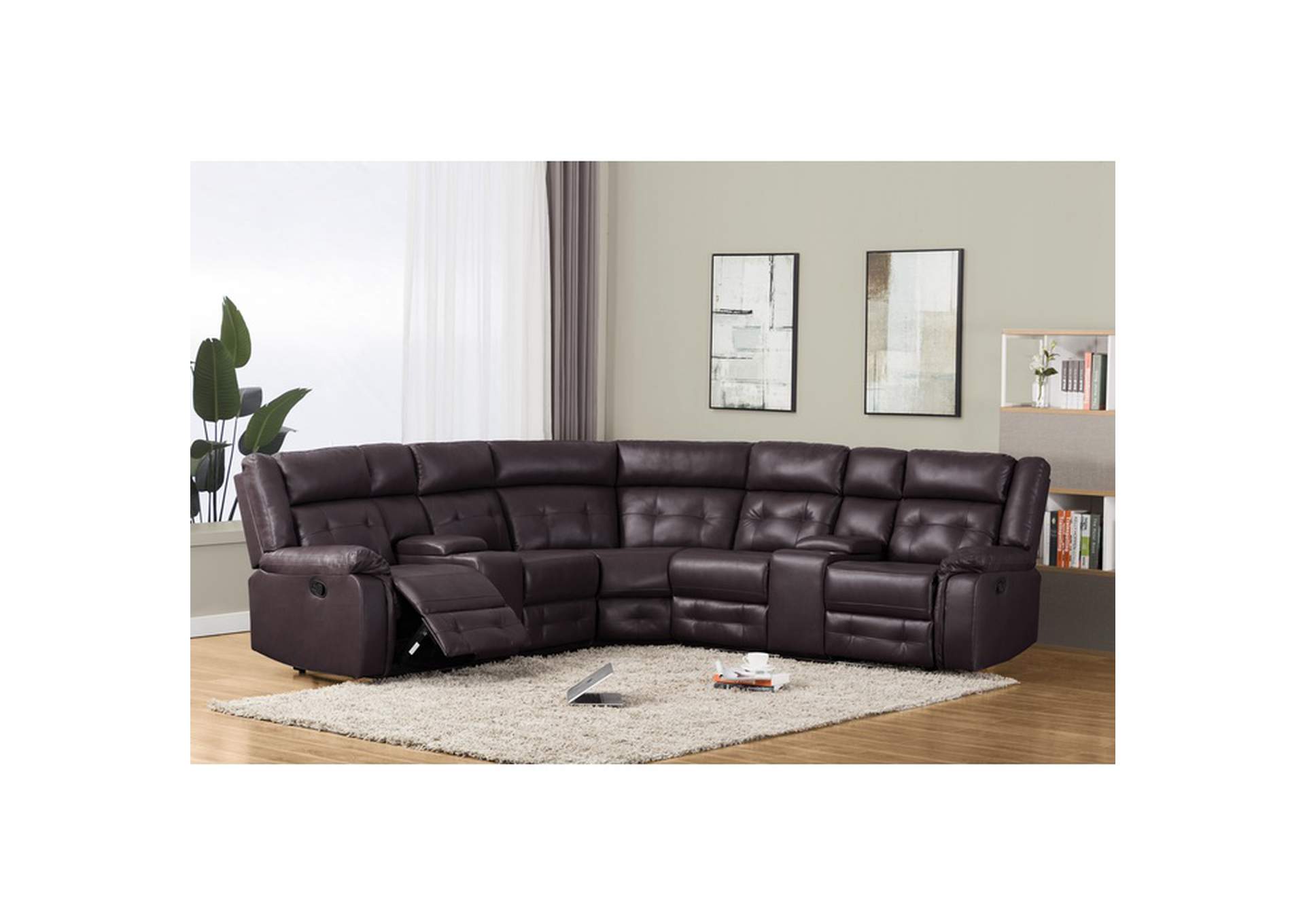 Sectionals Brown Finish Sectional, Brown Finish,Homelegance