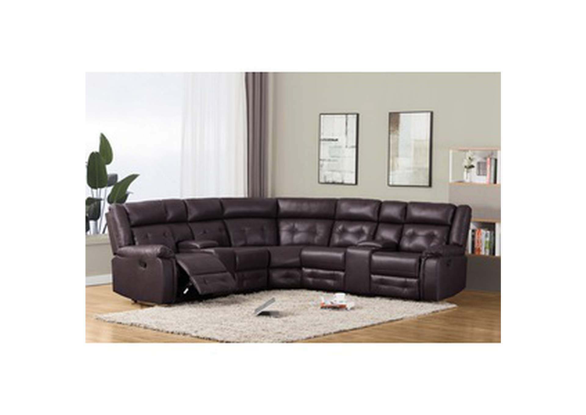Sectionals Brown Finish Sectional, Brown Finish,Homelegance