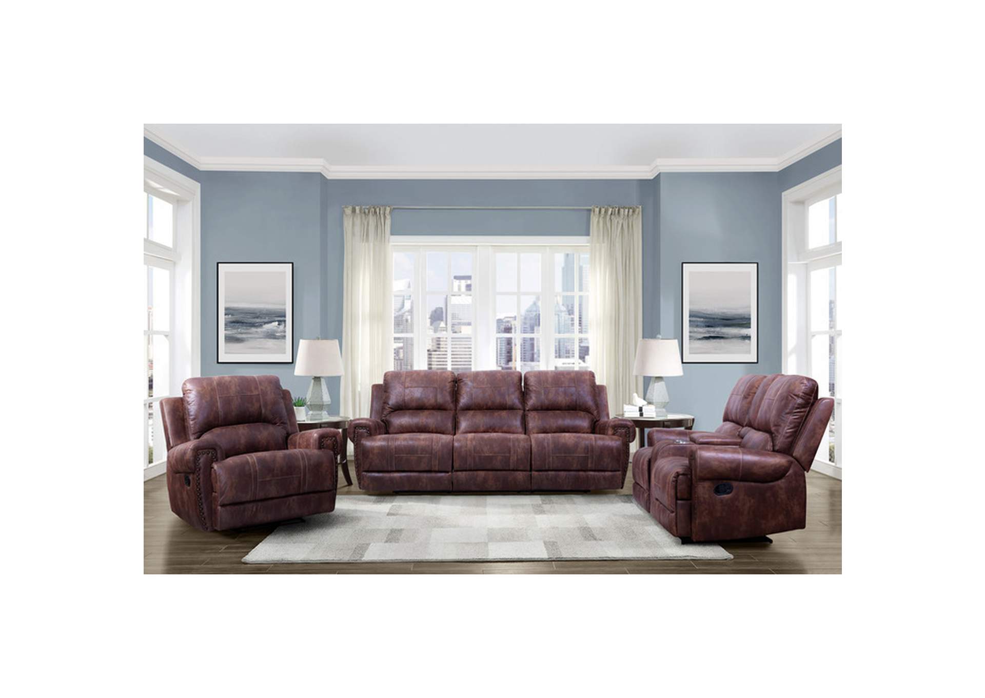 3 Piece Set: Sofa, Love, Chair,Homelegance