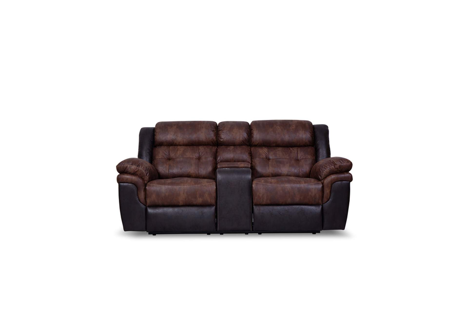 W/ Console Motion Love Seat W/ Console, Polished Microfiber,Homelegance