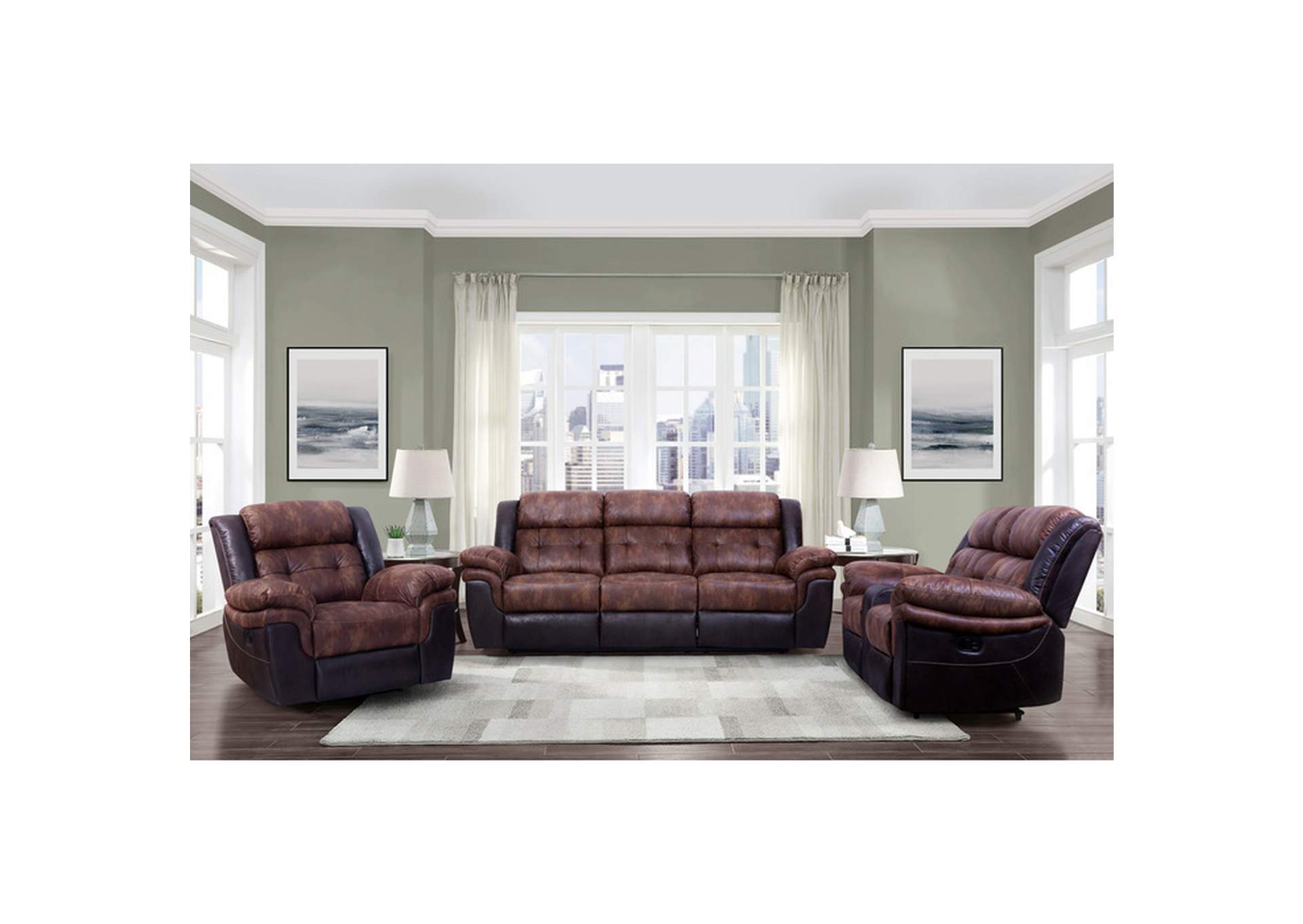 3 Piece Set: Sofa, Love, Chair,Homelegance