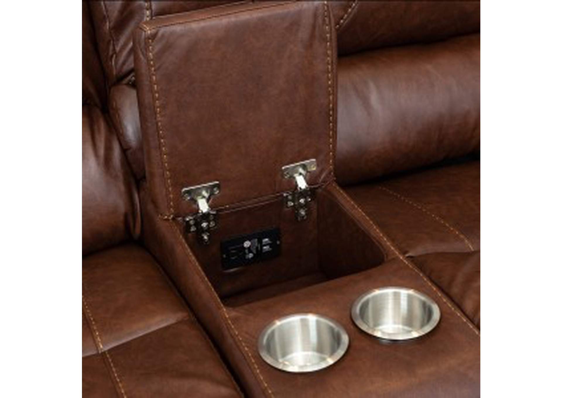 Double Glider Reclining Love Seat W/Center Console,Homelegance