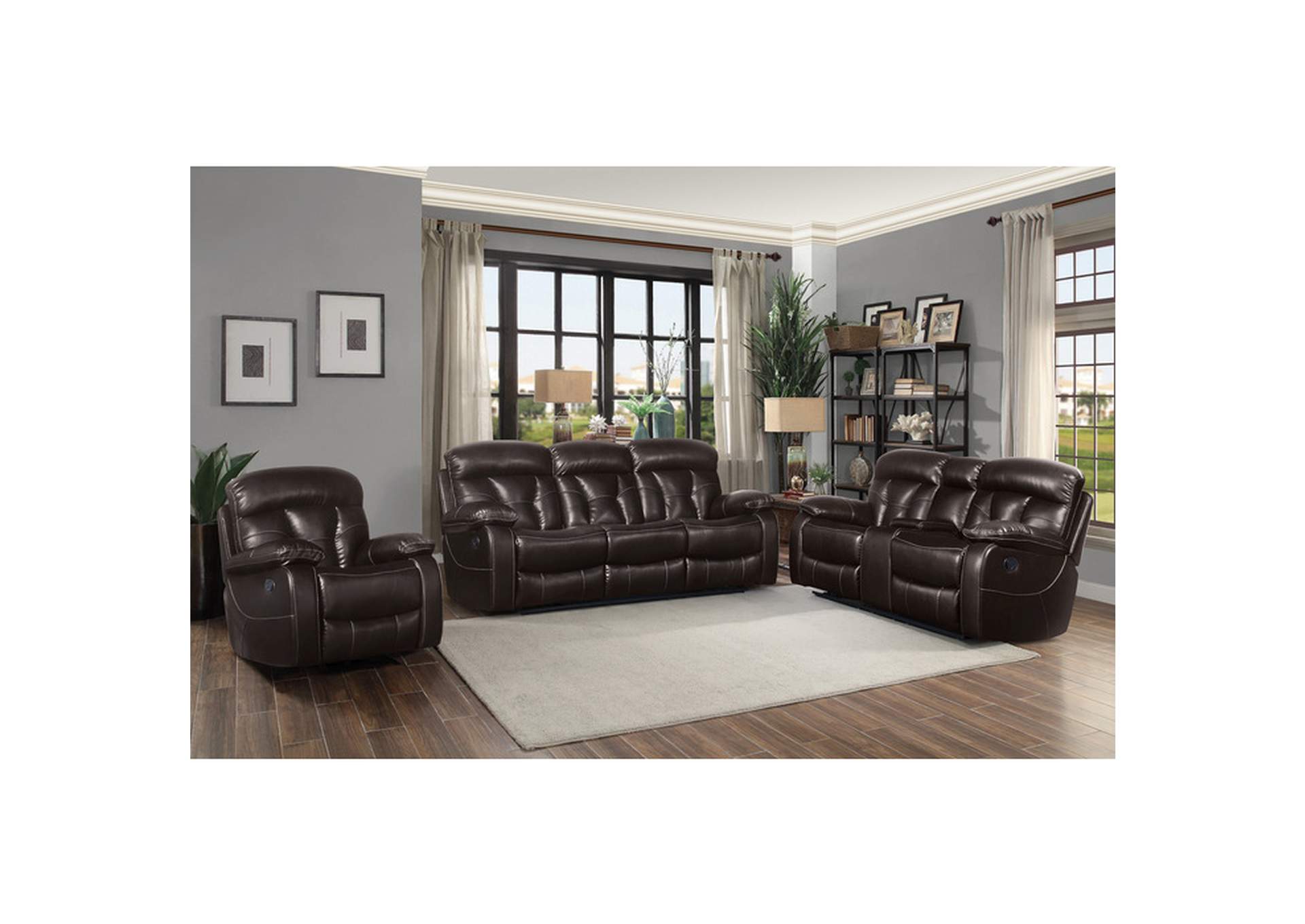 3 Piece Set: Sofa, Love, Chair (Power),Homelegance