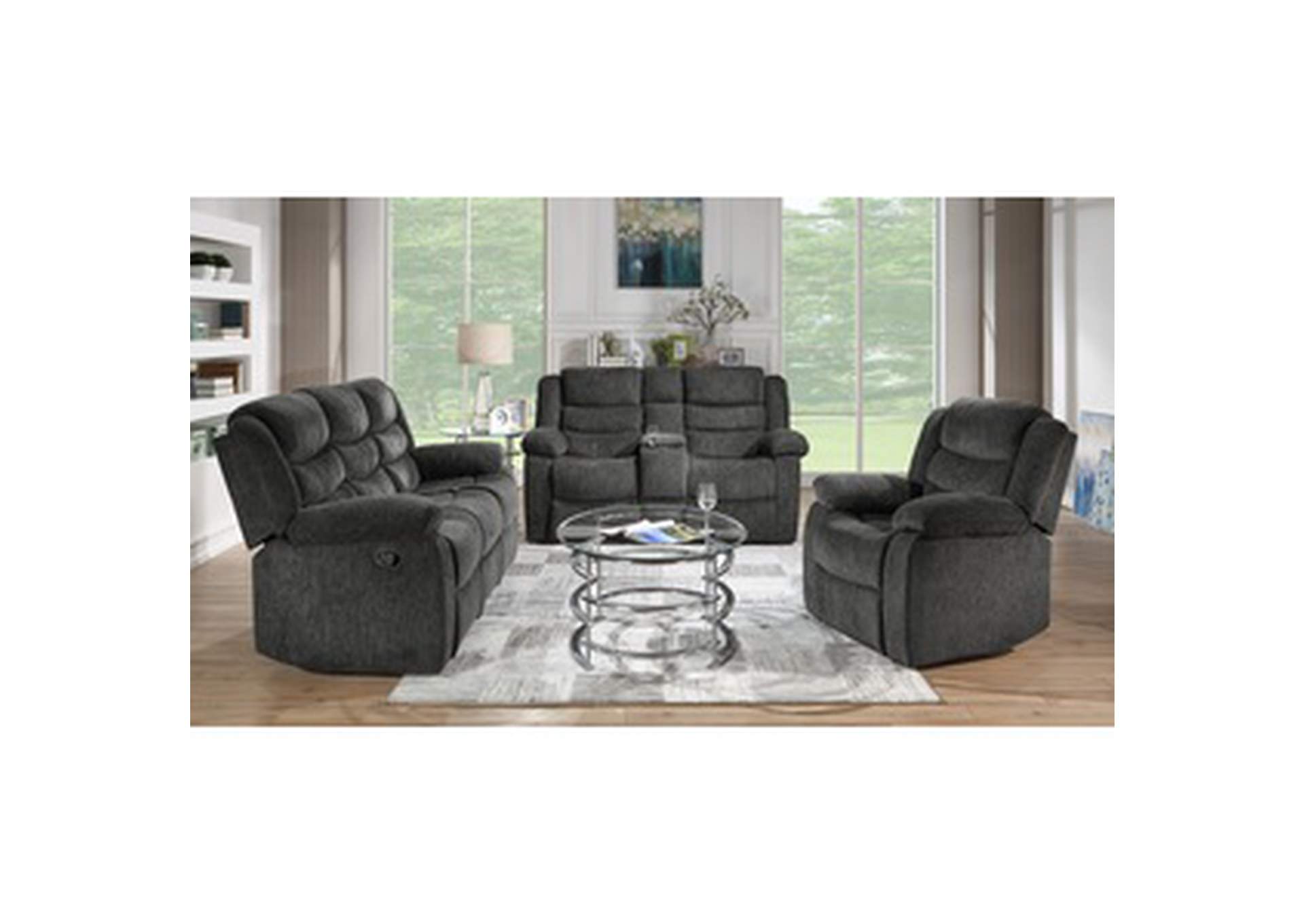 Sectionals Charcoal Reclining Chair W/ 1 Mechanism, Charcoal,Homelegance