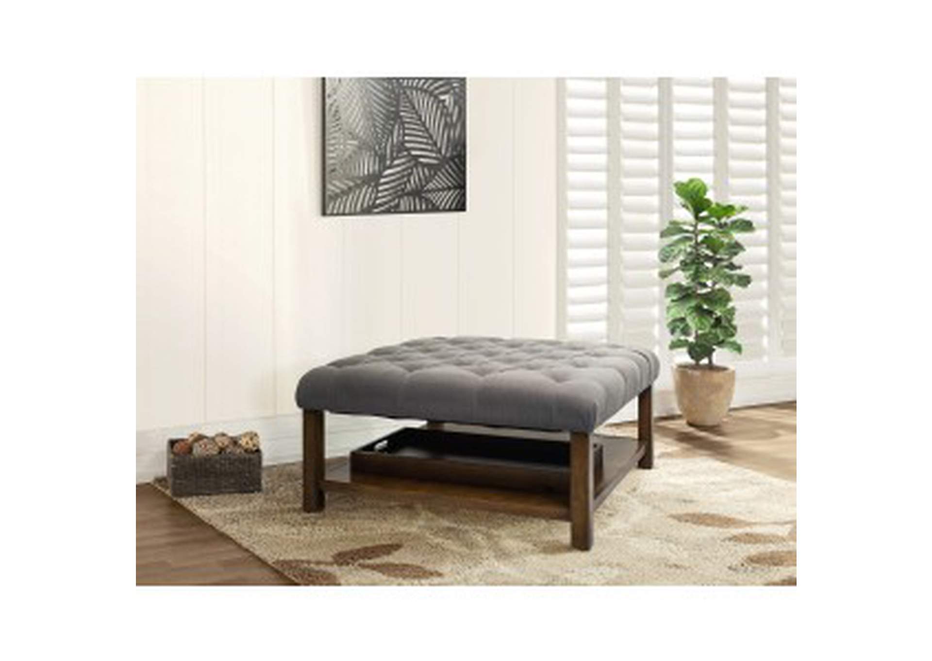 Dark Grey Coffee Ottoman Dark Grey,Homelegance