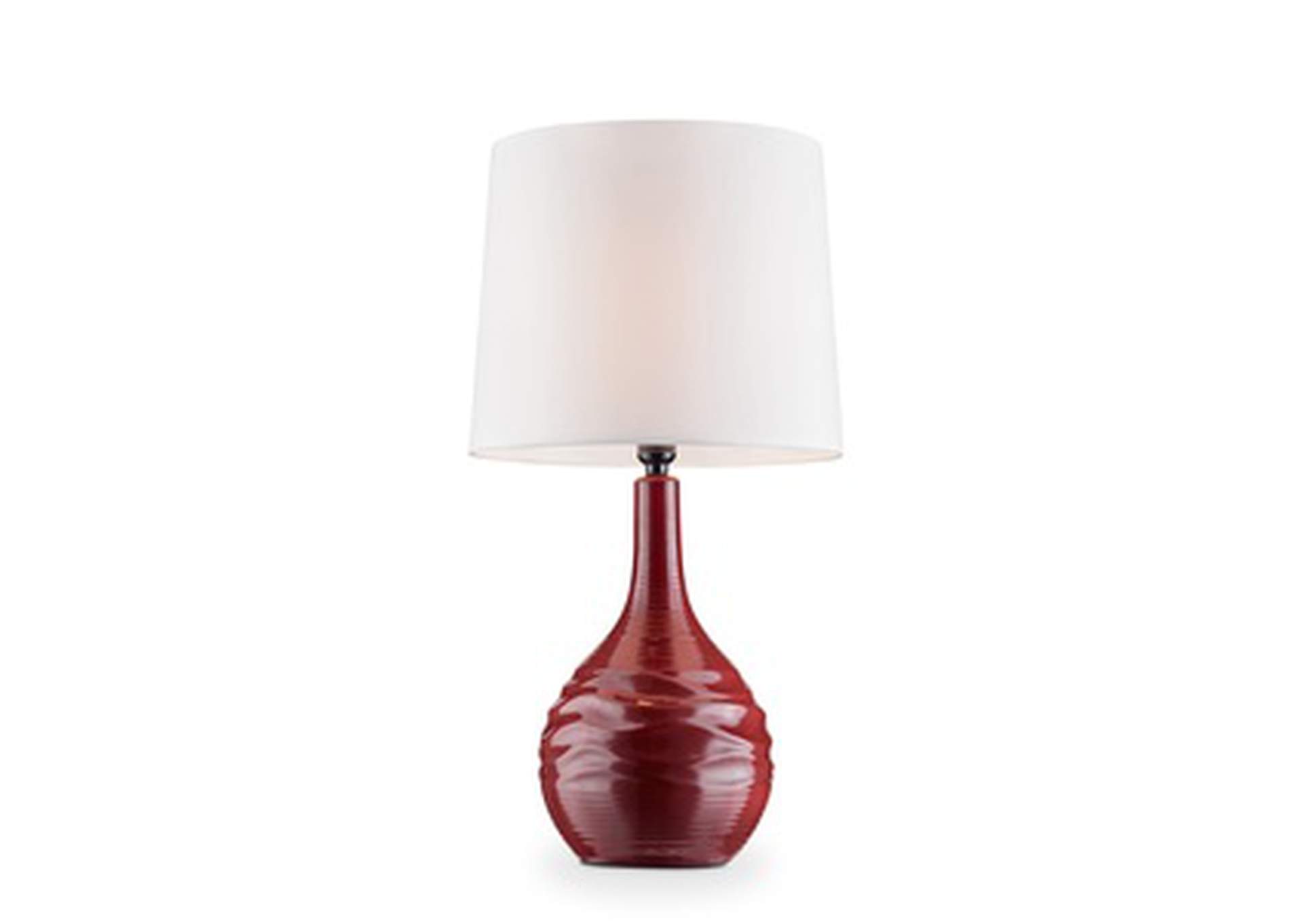 burgandy 25"H Tbl Lamp, Porcelain Burgundy, 3-Way Rotary Switch,Homelegance