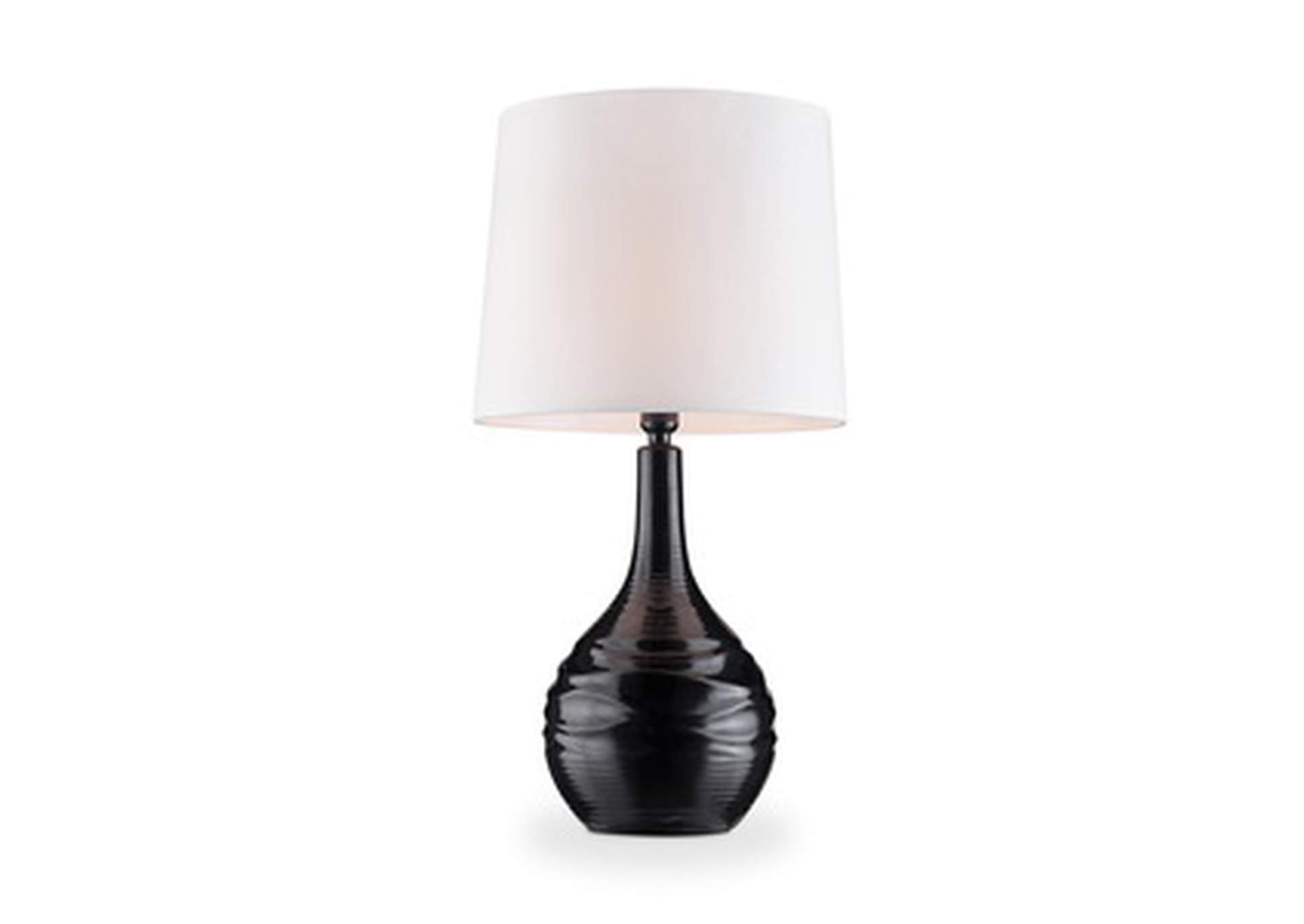 Black 25"H Tbl Lamp, Porcelain Black, 3-Way Rotary Switch,Homelegance