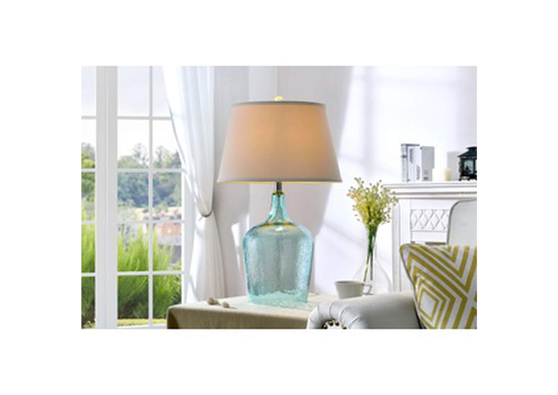 27"H Ocean Breeze Glass Table Lamp,Homelegance