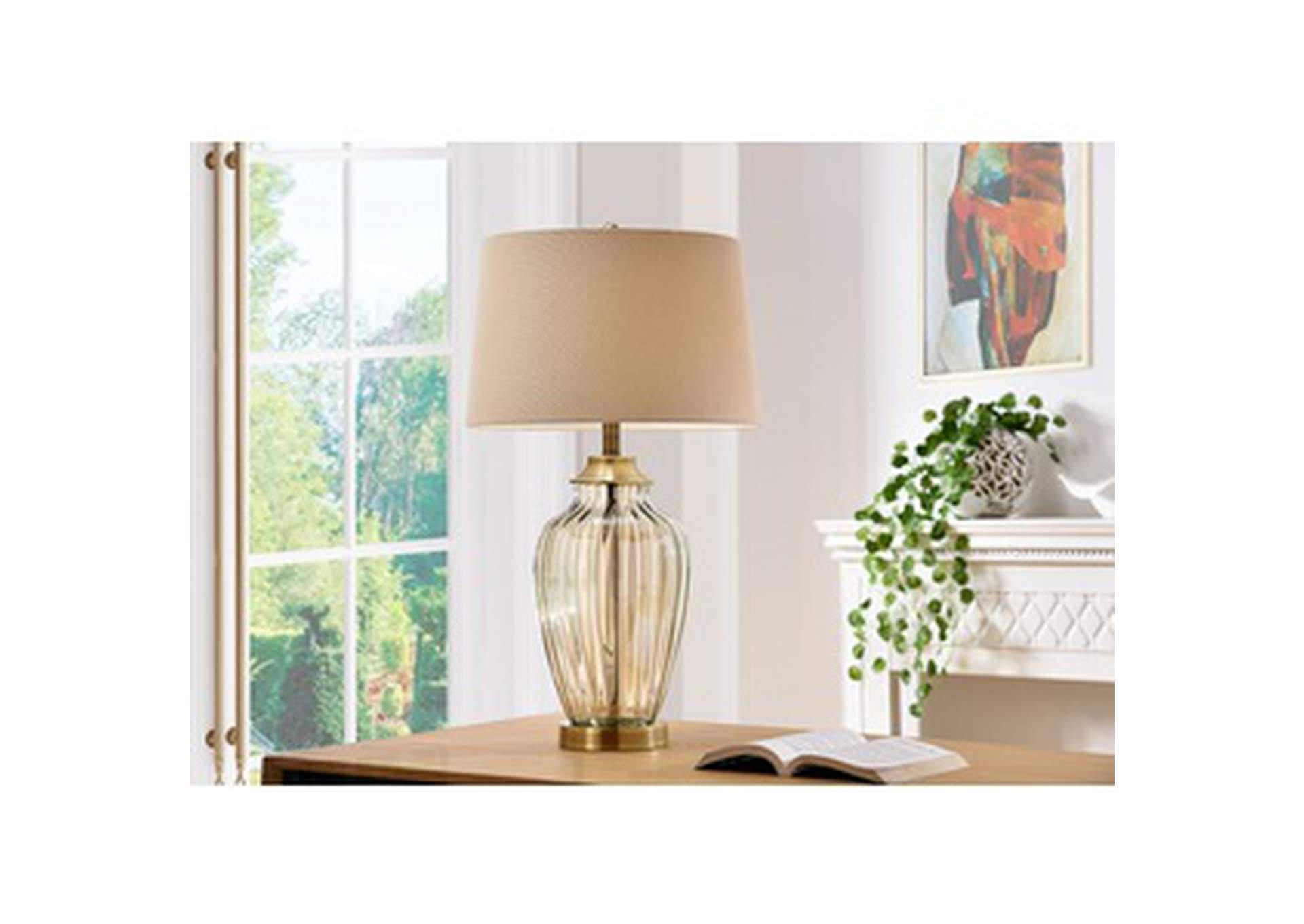 28.50"H Golden Gaze Glass Table Lamp,Homelegance