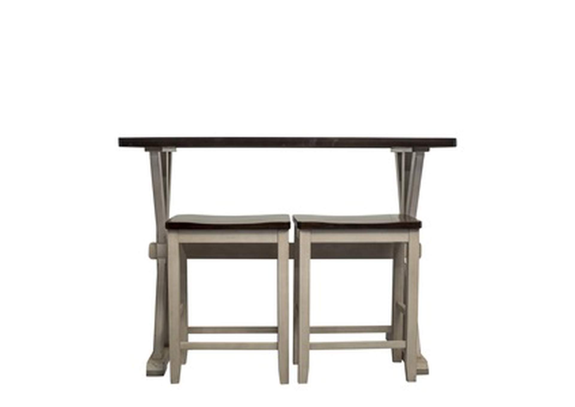 brown 3 Piece Counter Height Dining Set, Brw Top W/ Wht Leg,3A,Homelegance