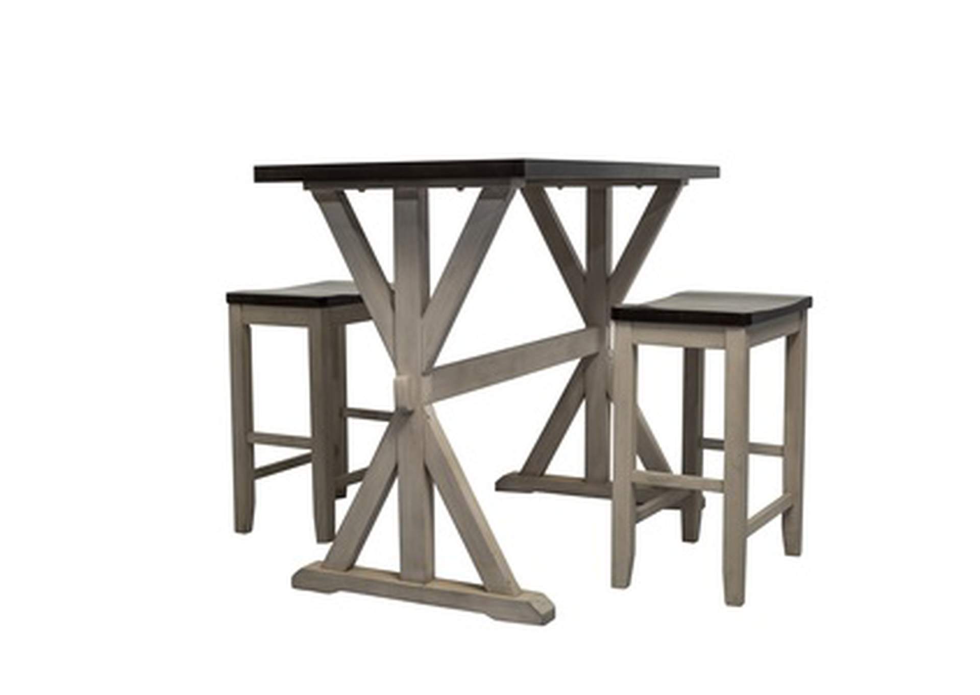 brown 3 Piece Counter Height Dining Set, Brw Top W/ Wht Leg,3A,Homelegance