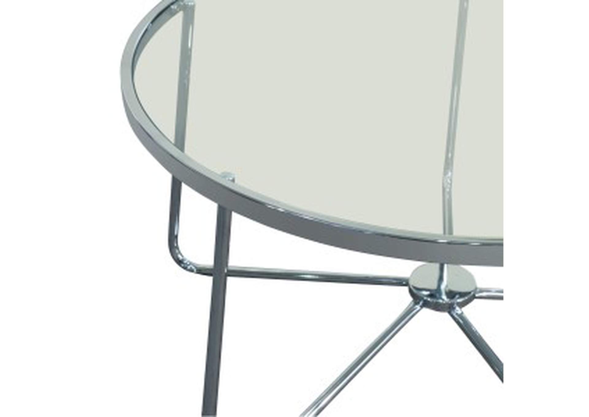 Cocktail Tables 3 Piece Occassional Table Set, Clear Glass Top W/ Chrome Legs,Homelegance