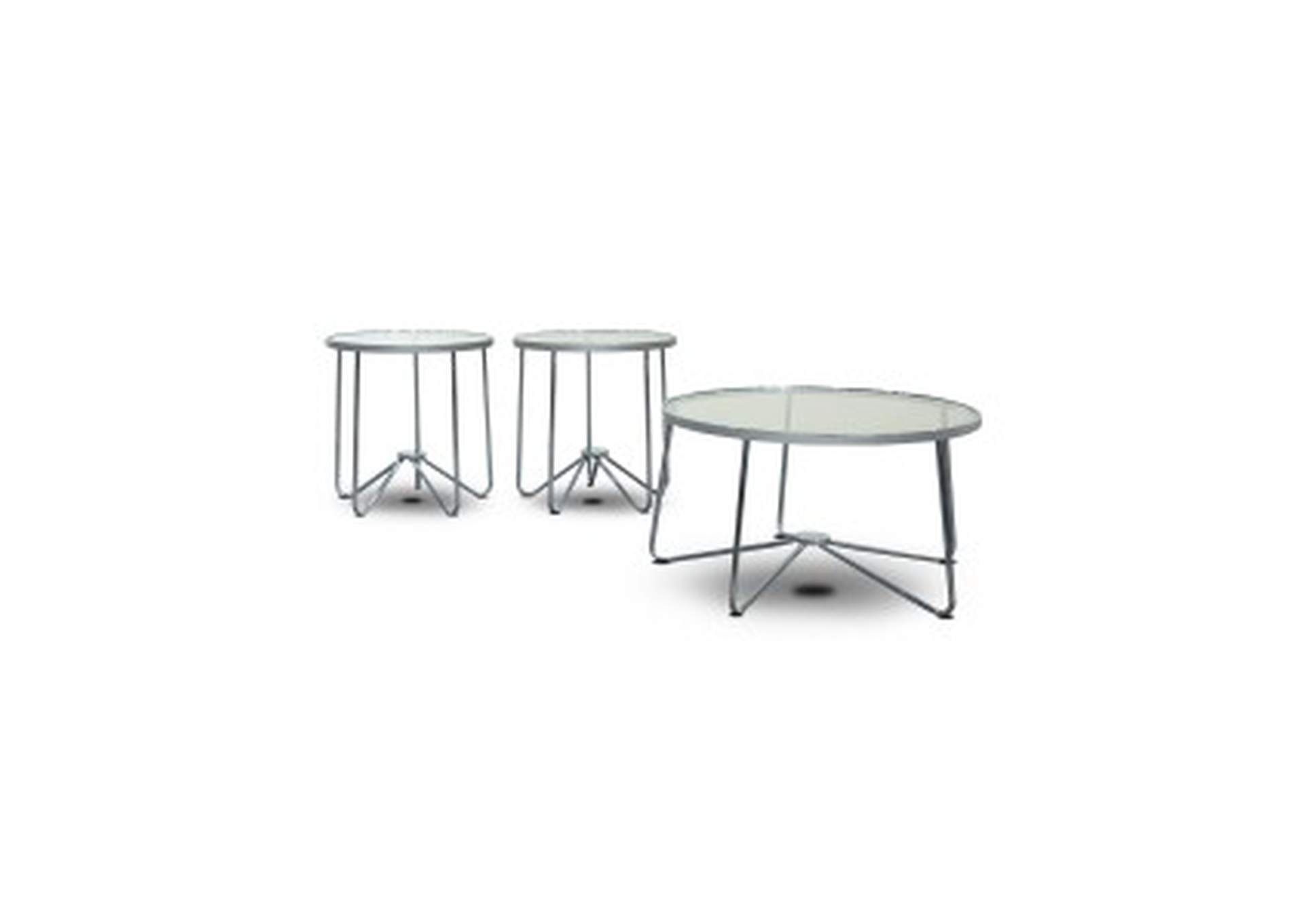 Cocktail Tables 3 Piece Occassional Table Set, Clear Glass Top W/ Chrome Legs,Homelegance