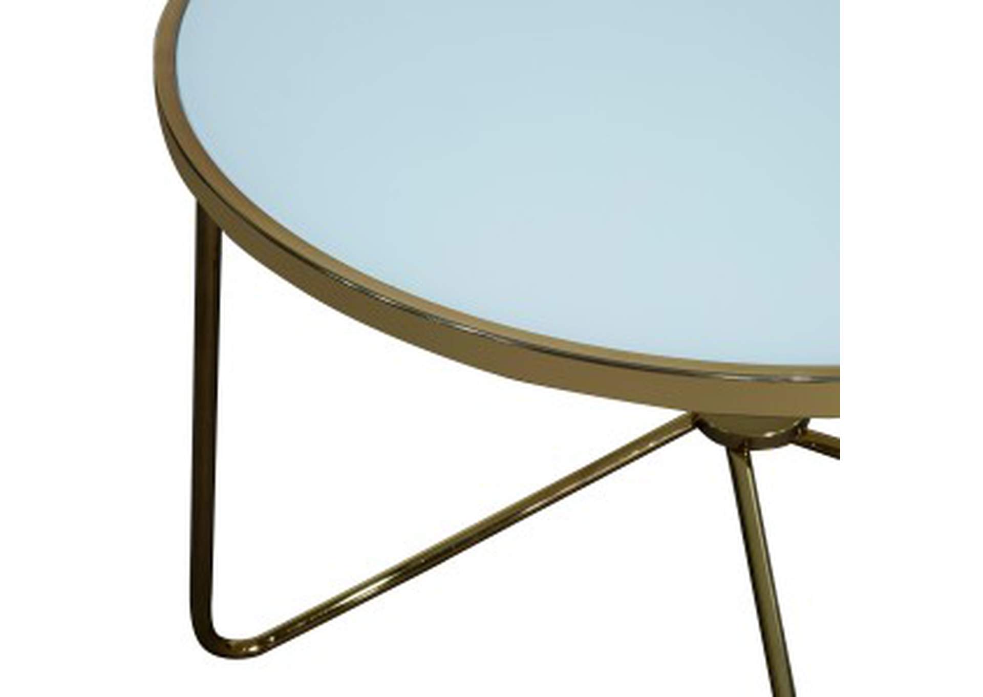 Cocktail Tables 3 Piece Occassional Table Set, White Glass Top W/ Champagne Leg,Homelegance