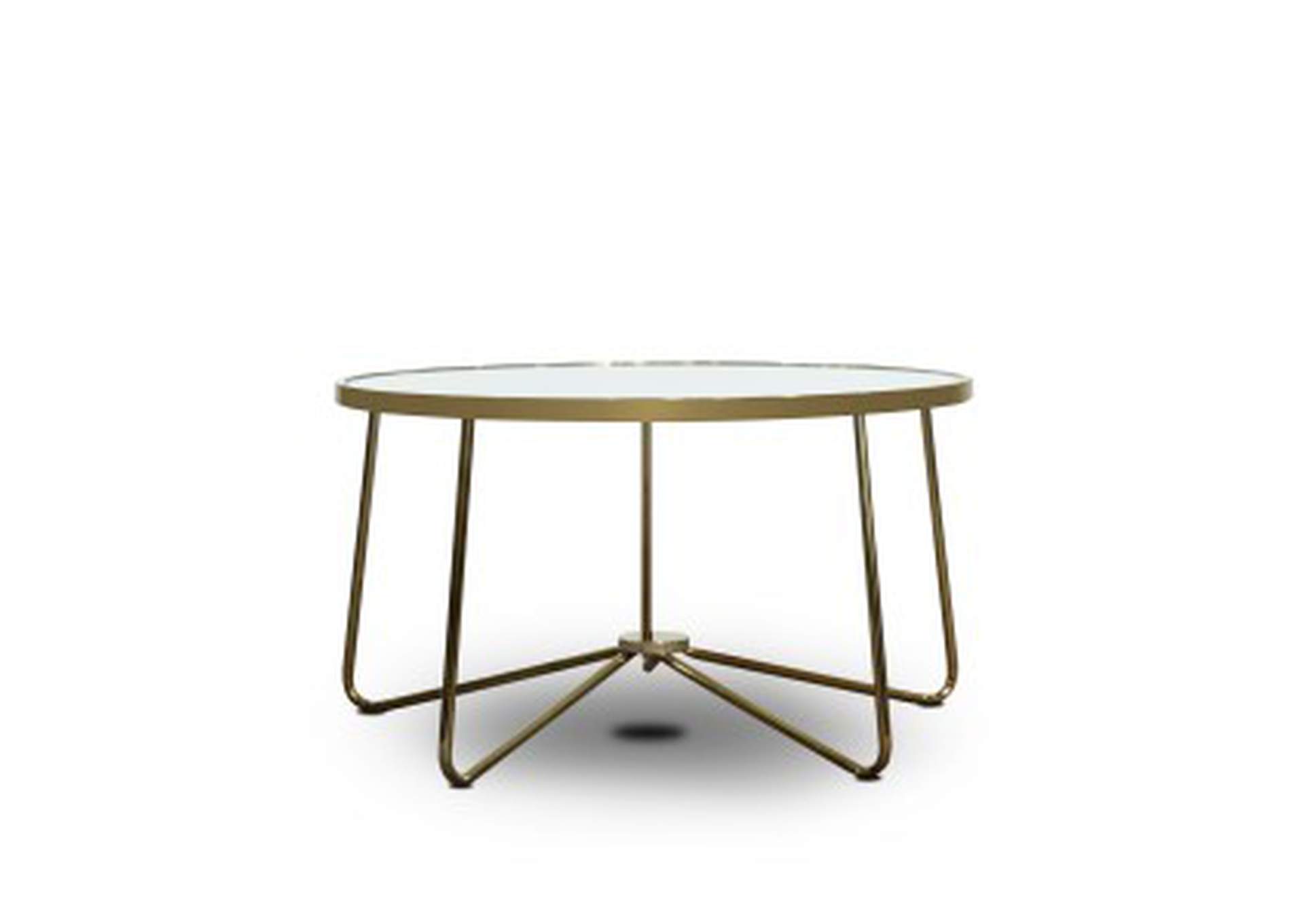 Cocktail Tables 3 Piece Occassional Table Set, White Glass Top W/ Champagne Leg,Homelegance